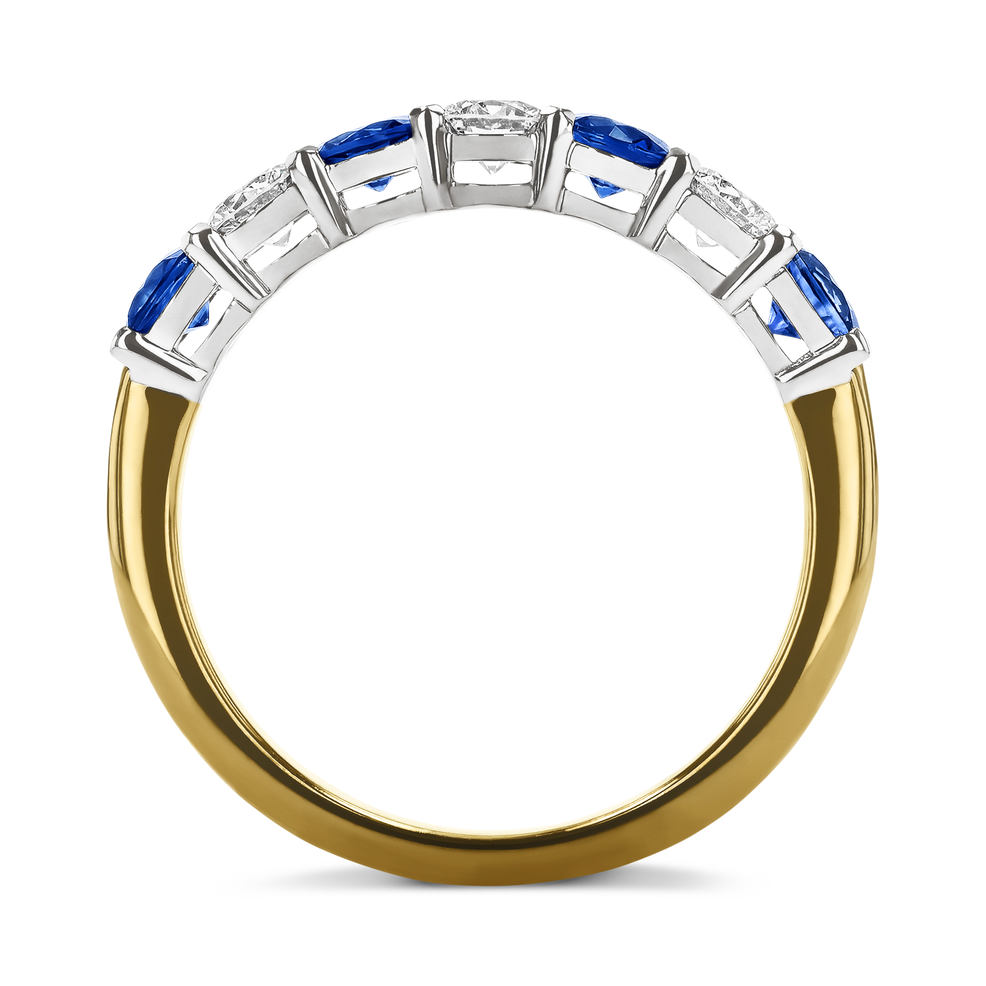 Diamond and Sapphire Eternity Ring in Yellow Gold Brilliant cut, Claw set_3