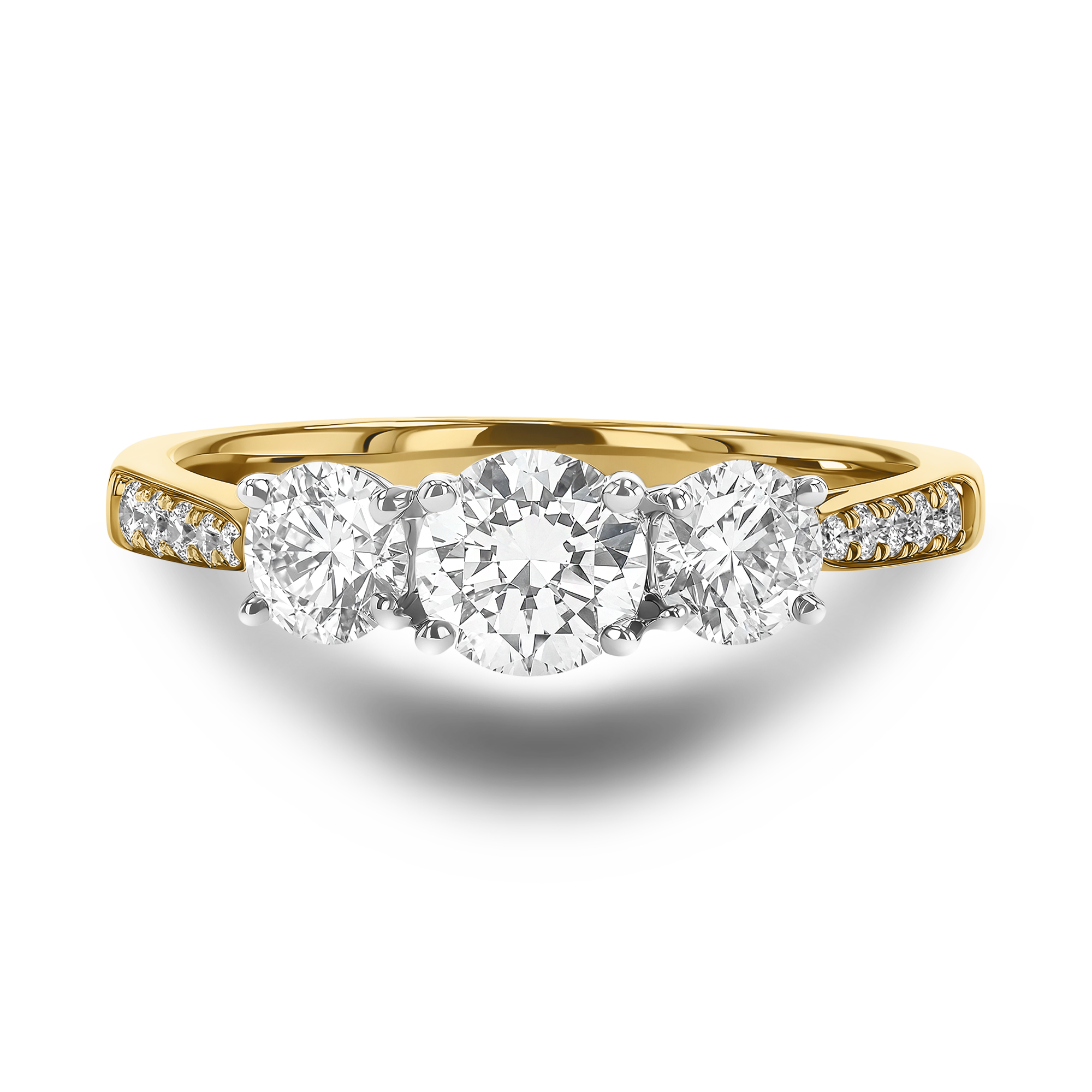 0.50CT Diamond Three-Stone Ring Brilliant Cut, Three-Stone, Diamond Shoulders_2