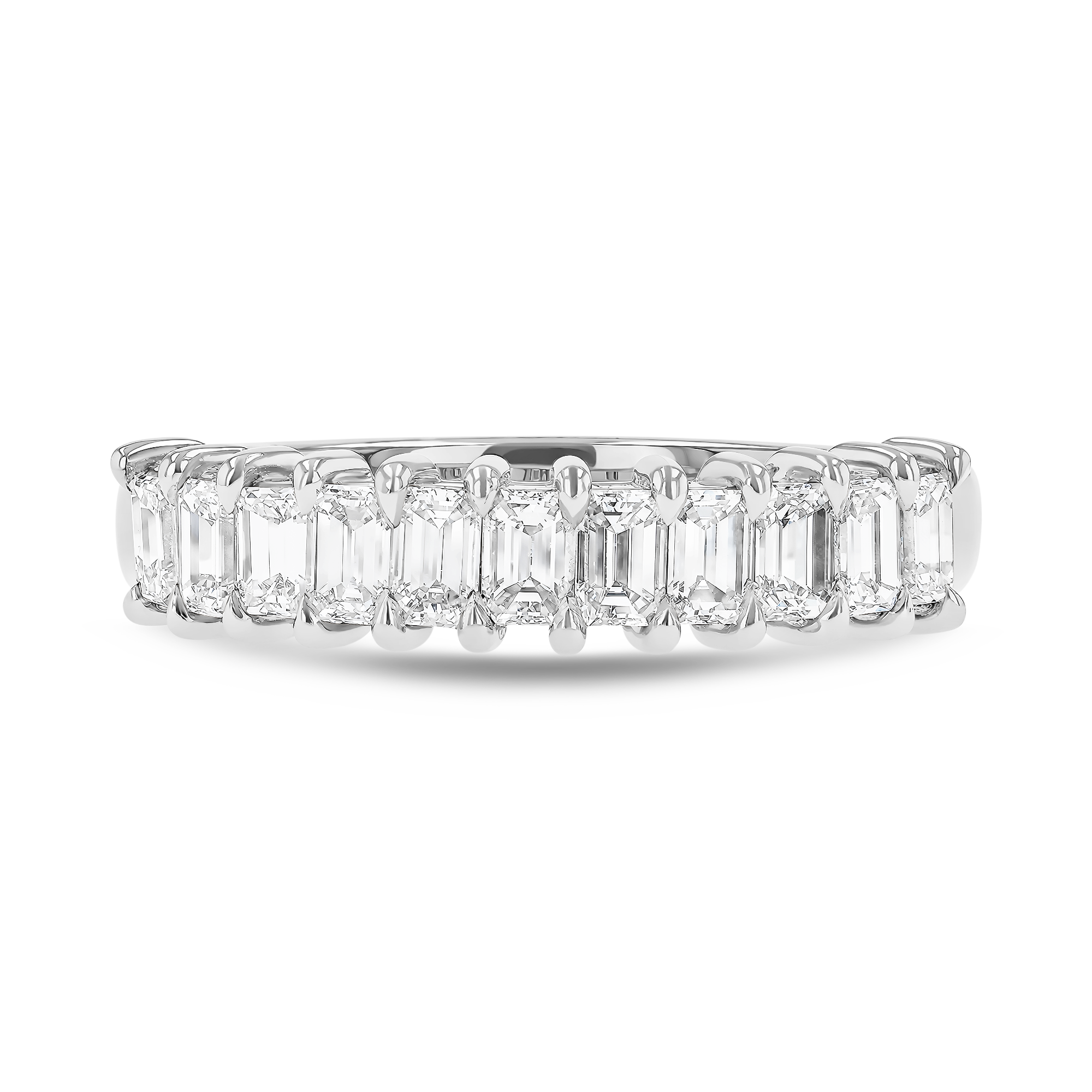 Emerald Cut 0.98ct Diamond Half Eternity Ring Emerald Cut, Claw Set_2