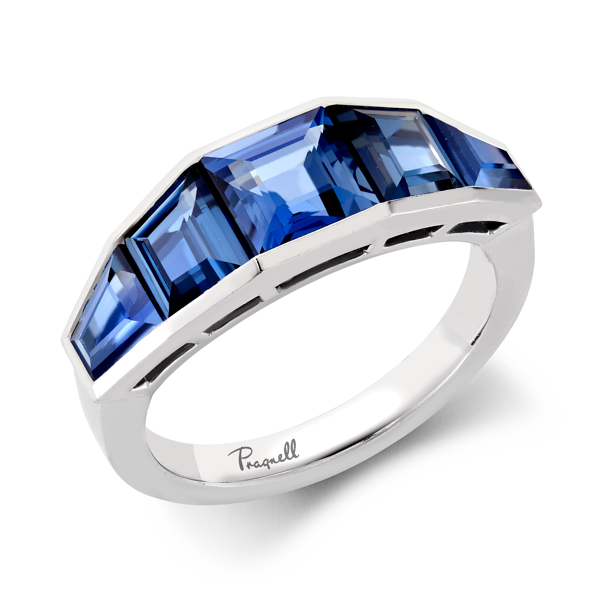 Kingdom Blue Sapphire Ring Carre Cut, Rubover Set_1