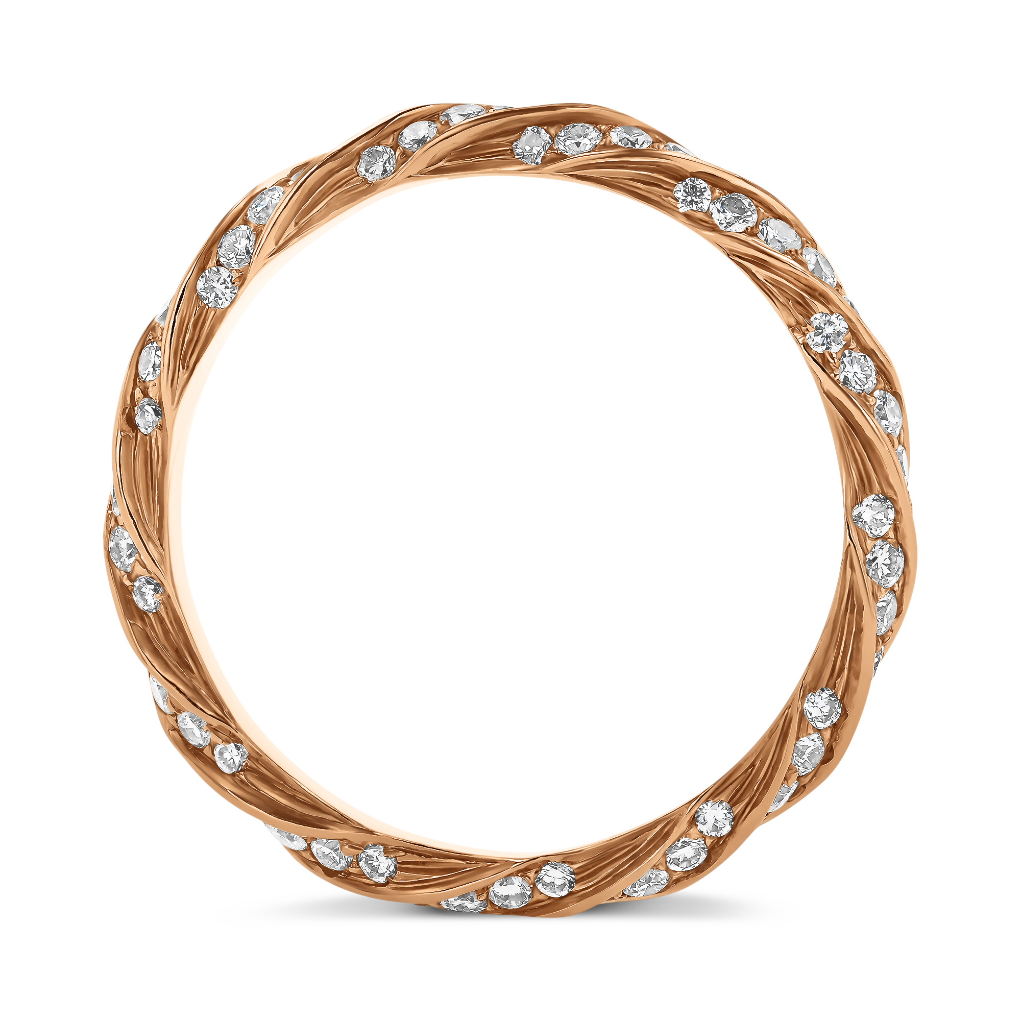 Brilliant Cut 0.80ct Twist Eternity Ring in 18ct Rose Gold Brilliant Cut, Grain Set_3