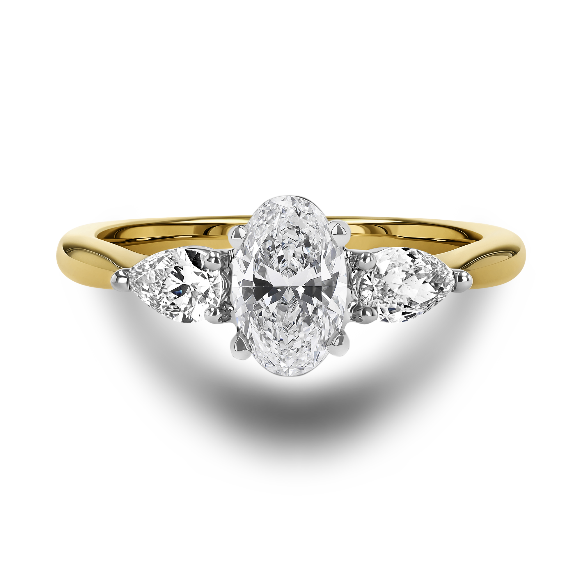 Classic 0.70ct Oval and Pearshape Diamond Three Stone Ring Oval Cut, Claw Set_2