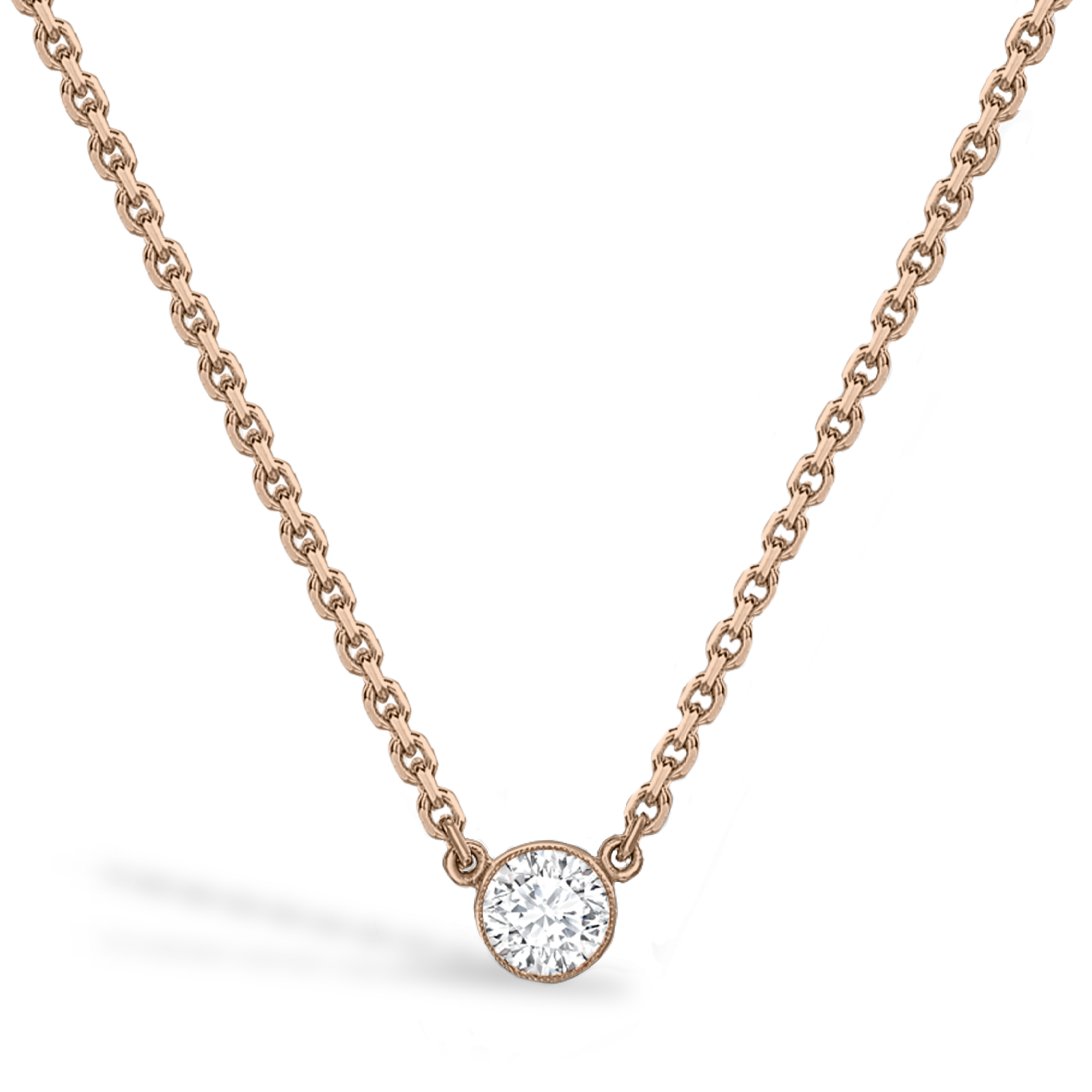 Brilliant Cut 0.48ct Diamond Pendant in 18ct Rose Gold Brilliant Cut, Millegrain Set_1