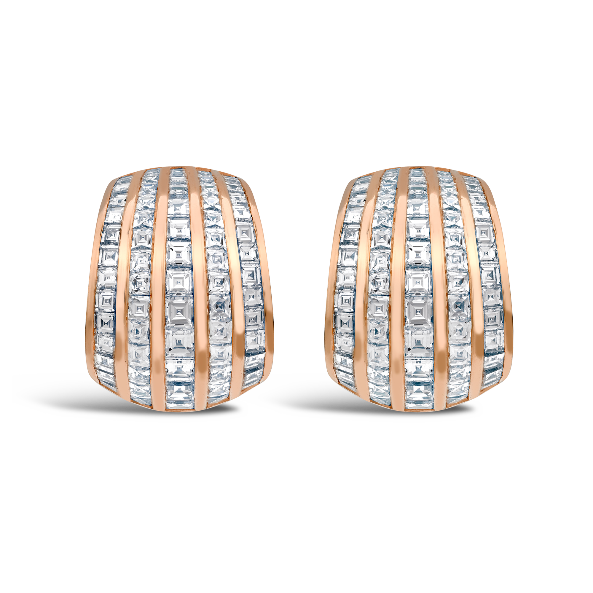 Manhattan Classic Huggie Earrings Carré & French Cut, Channel Set_1