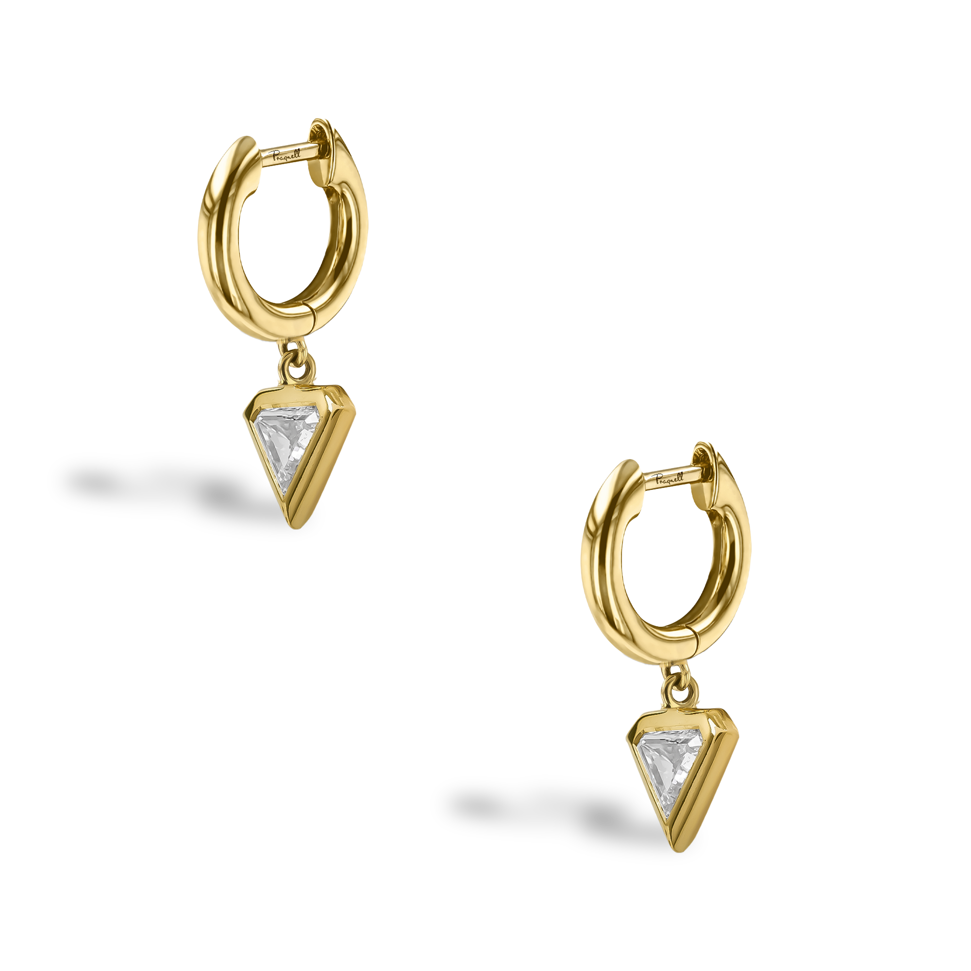 Shield Cut 0.41ct Diamond Drop Earrings Shield Cut, Rubover Set_3