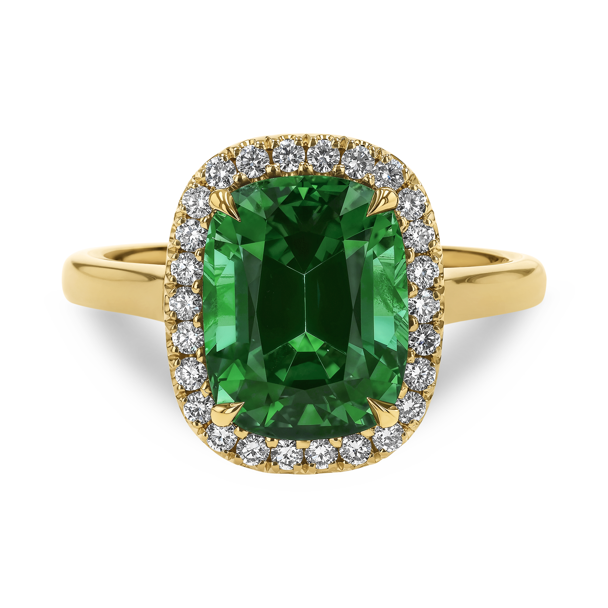 Cushion Cut 3.61ct Tourmaline and Diamond Cluster Ring Cushion modern cut, Claw set_2