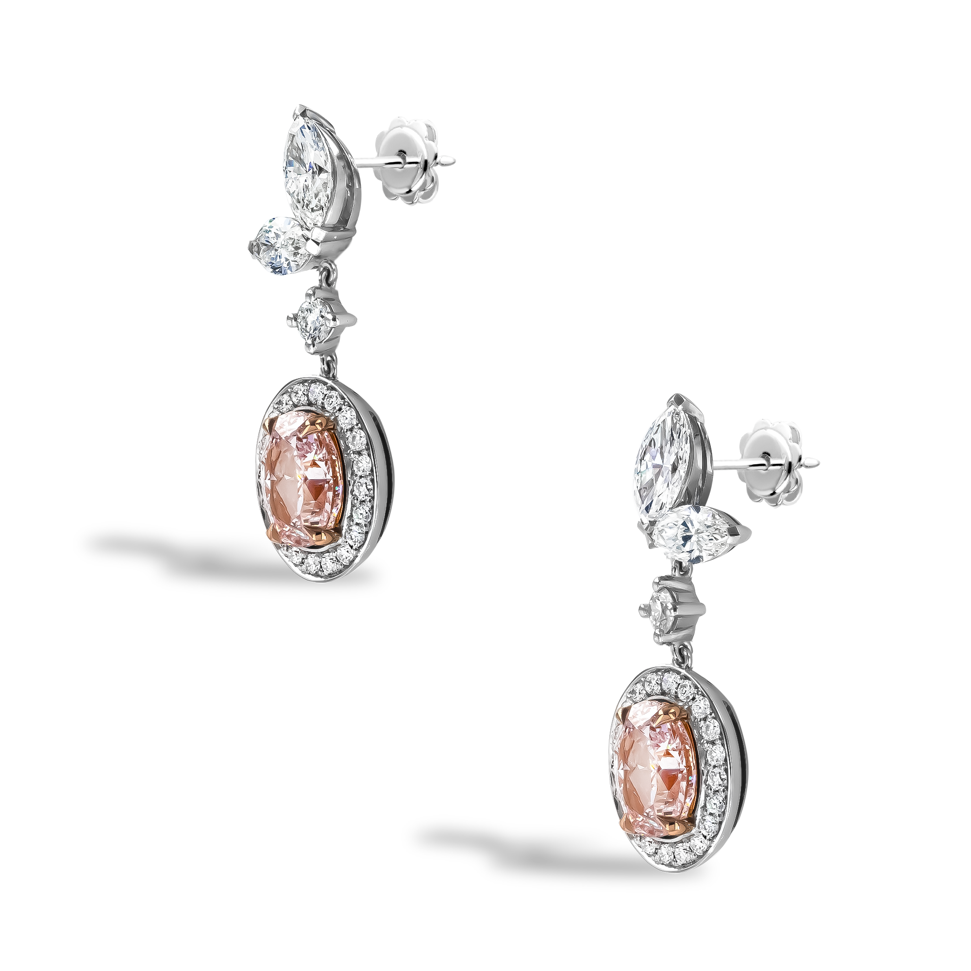 Masterpiece 2.08ct Pink Diamond Drop Earrings Oval Cut, Claw Set_2