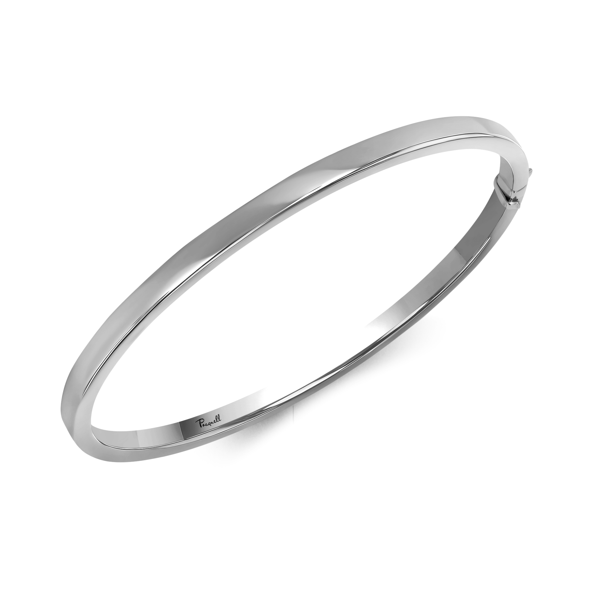 Plain Polished 4mm Square Edged Oval Bangle _2