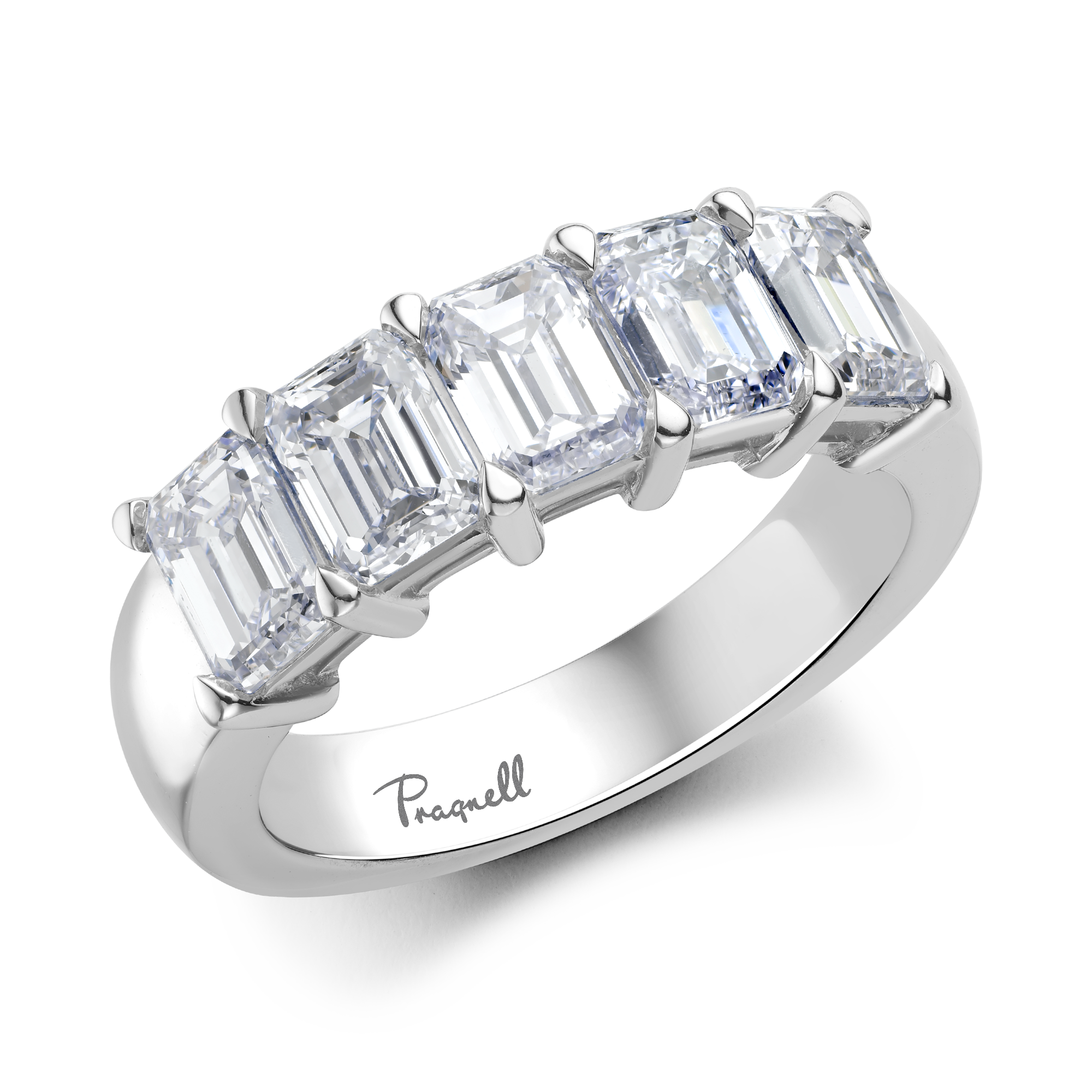 Emerald Cut Five Stone Diamond Ring Emerald Cut, Claw Set_1