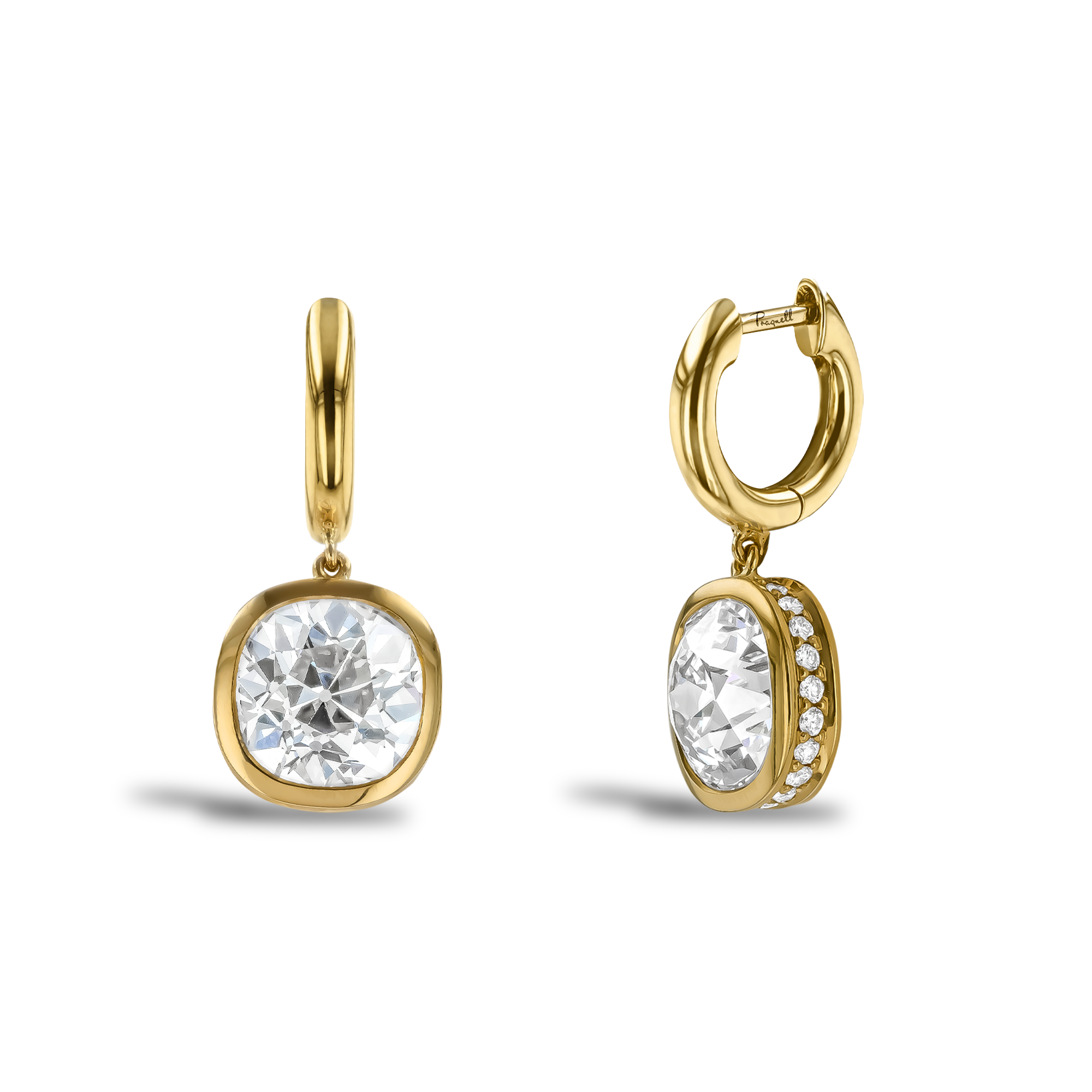 Legacy 6.16ct Diamond Drop Earrings Old Mine Cut, Rubover Set_1