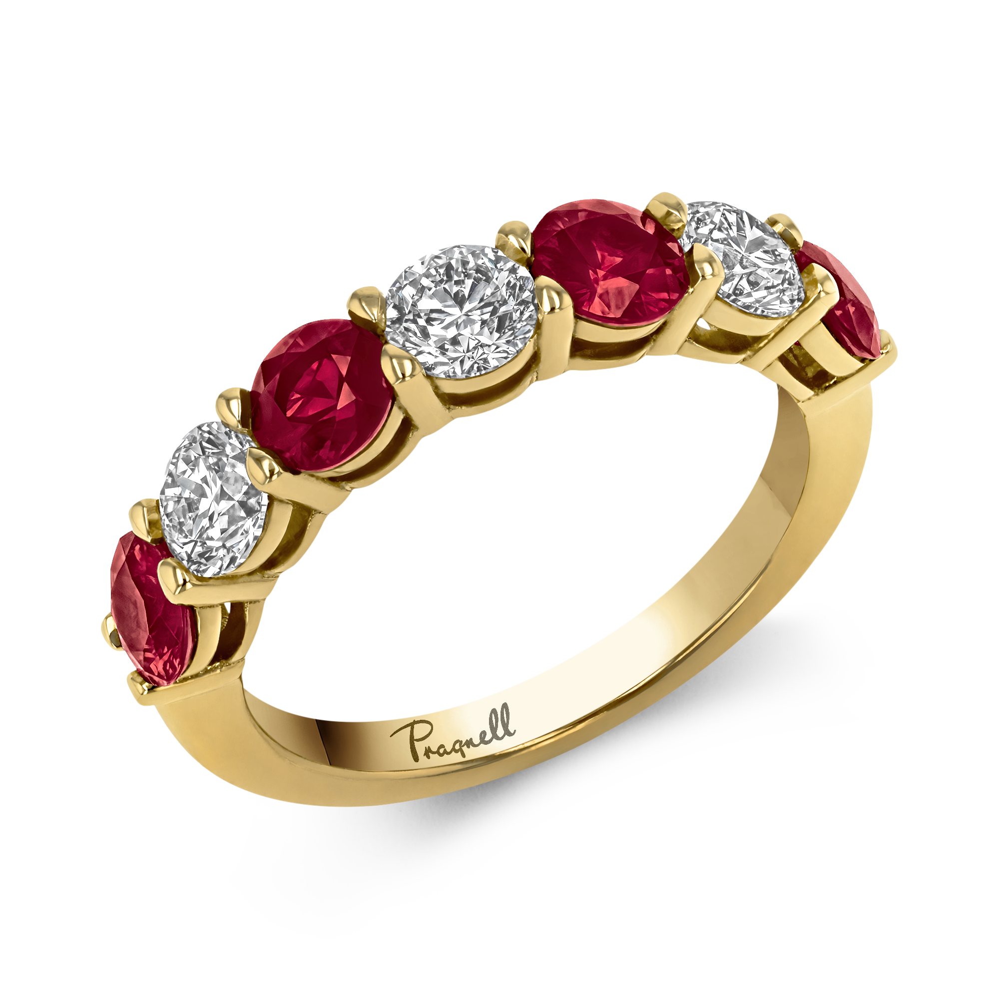 Ruby and Diamond Seven Stone Eternity Ring Brilliant cut, Claw set_1