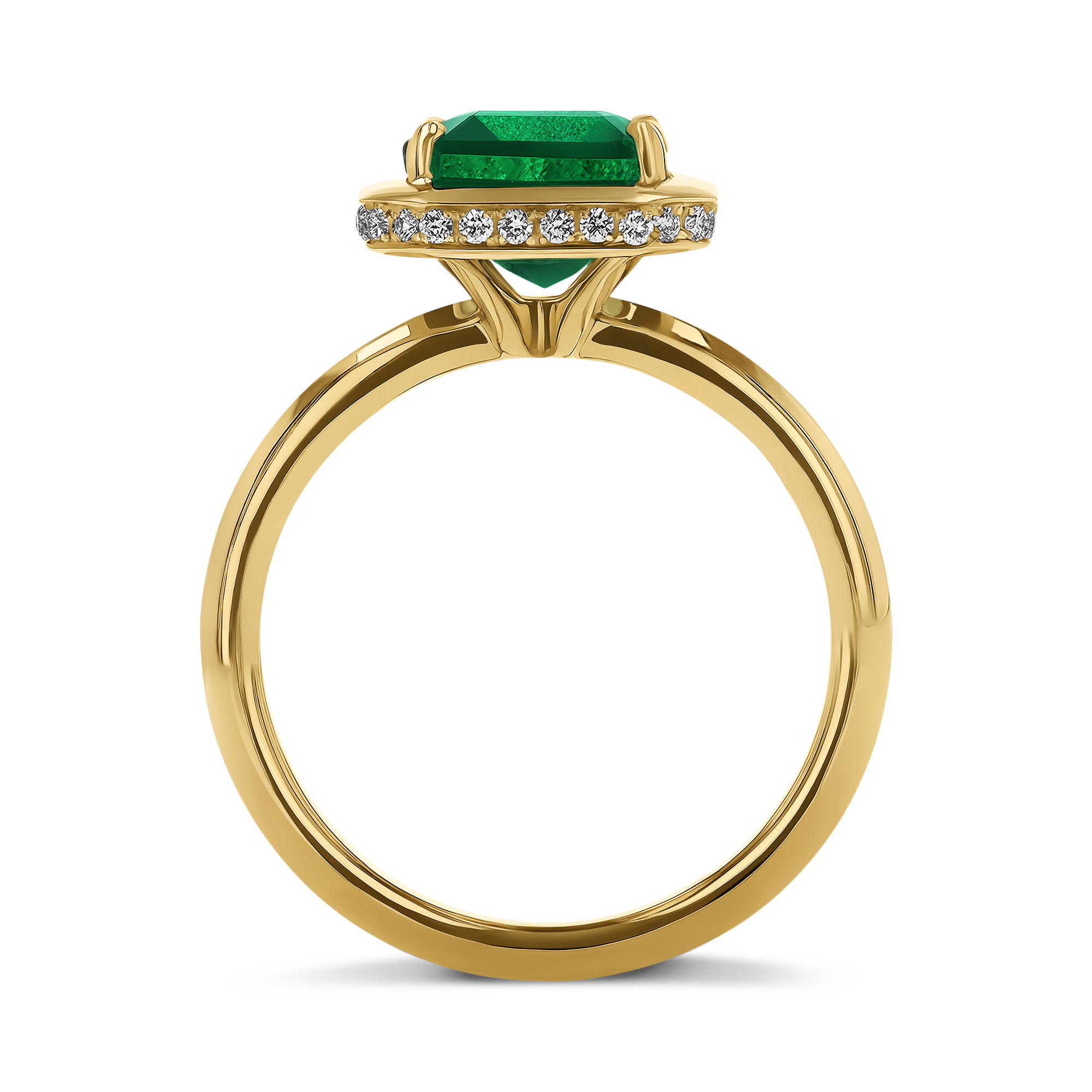 Skimming Stone 2.94ct Emerald and Diamond Solitaire Ring Octagon Cut, Claw Set_3