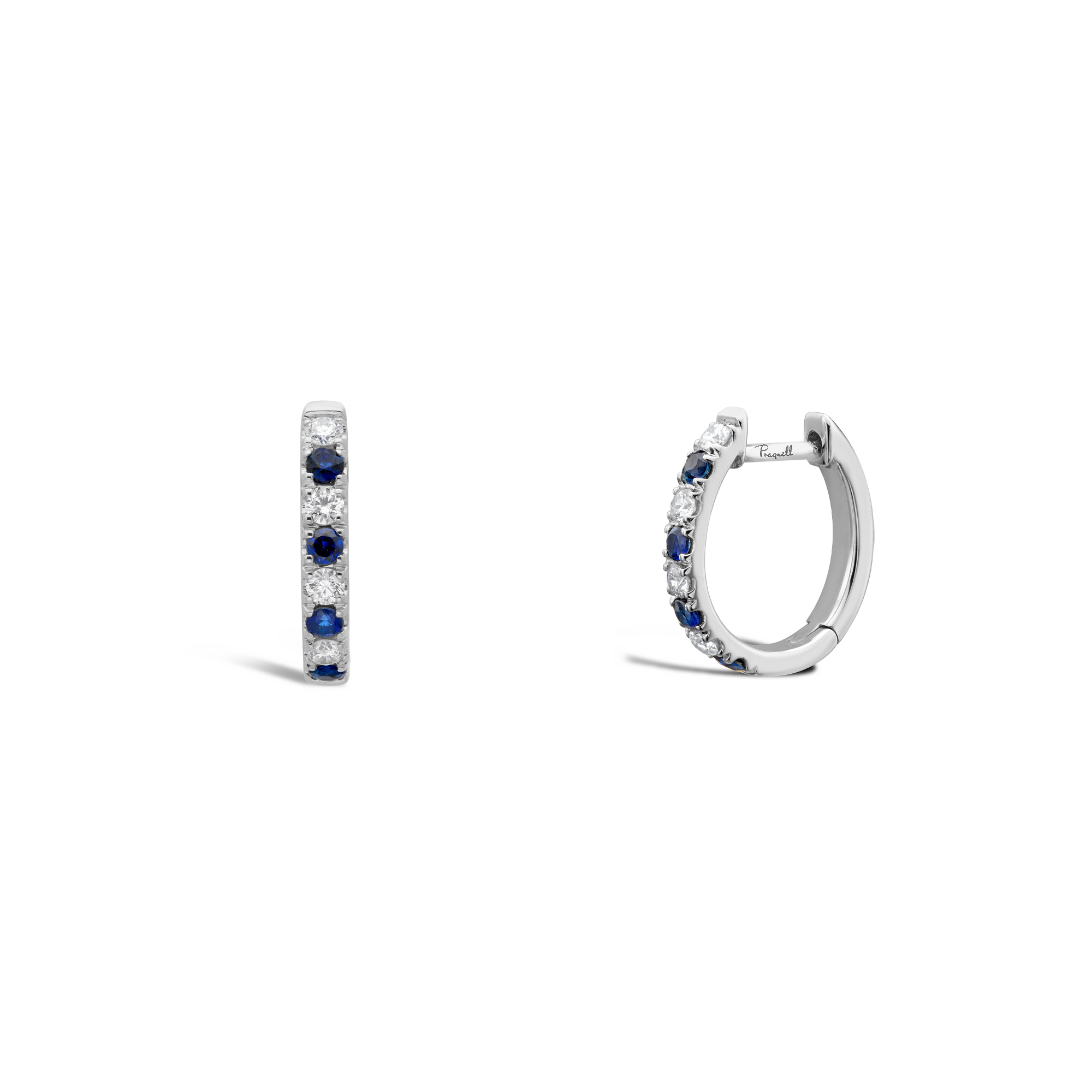 Sapphire & Diamond Half Hoop Earrings Brilliant cut, Claw set_1