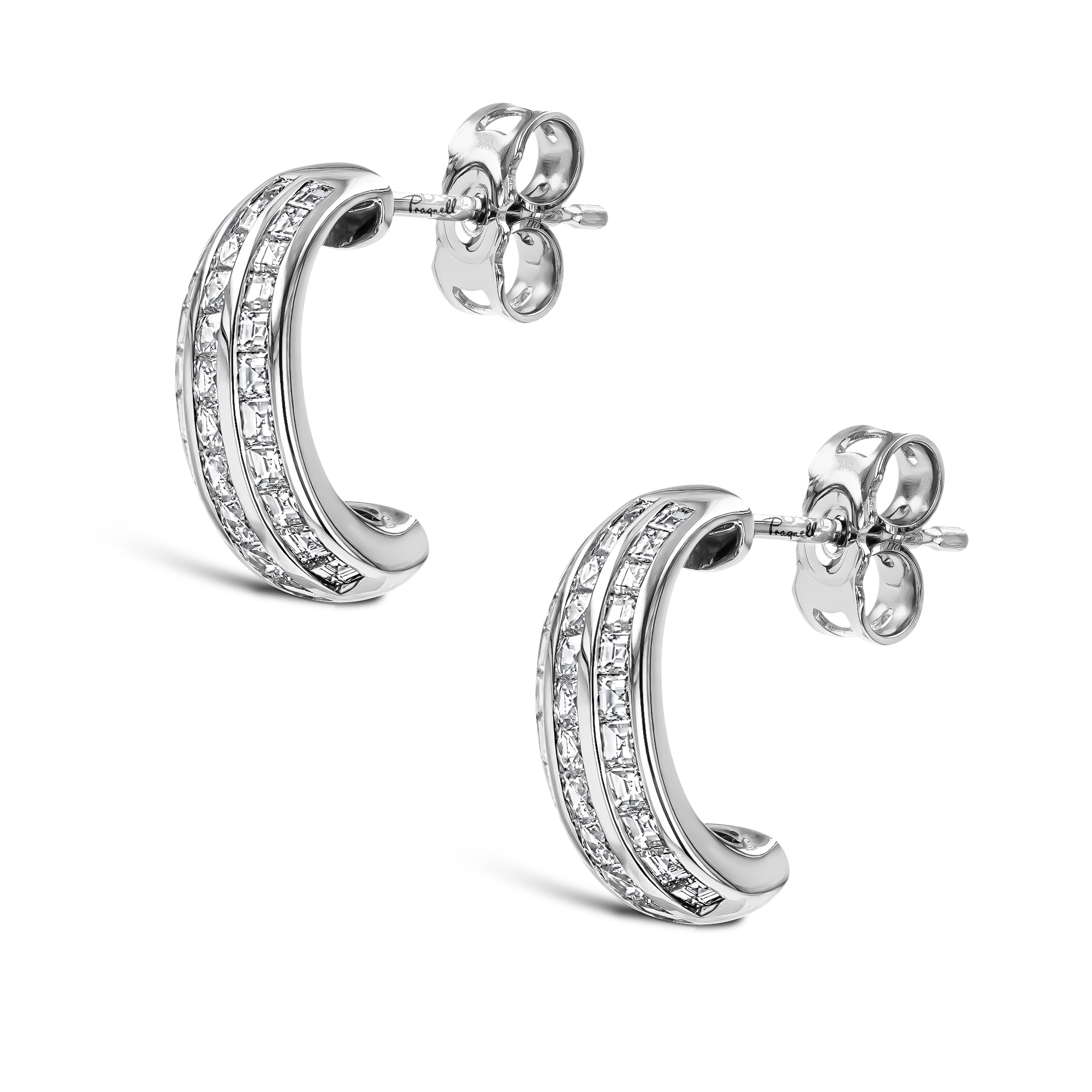 Manhattan Three Row Huggie Earrings Carre Cut, Channel Set_2