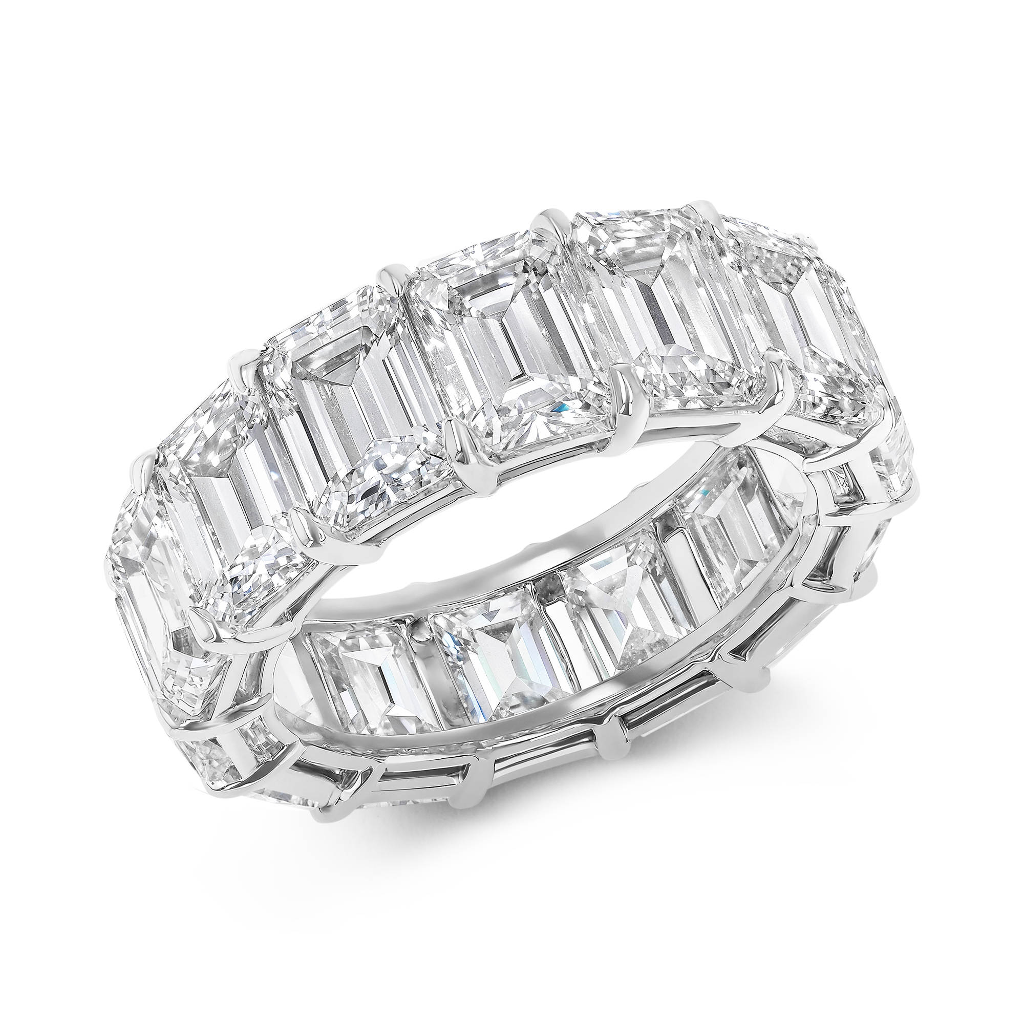 Emerald Cut 14.33cts Diamond Full Eternity Ring Emerald Cut, Claw Set_1