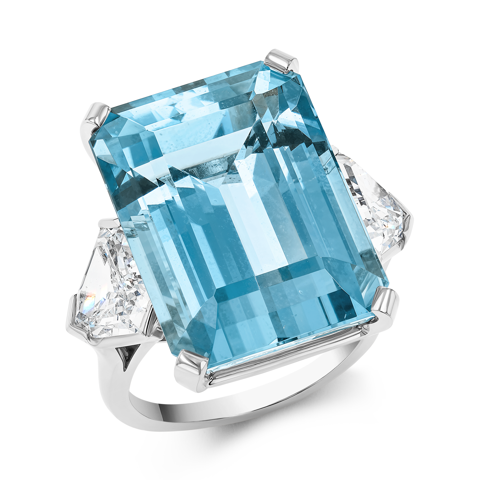 Octagonal Cut 24.60ct Aquamarine and Diamond Ring Octagonal Cut, Claw Set_1