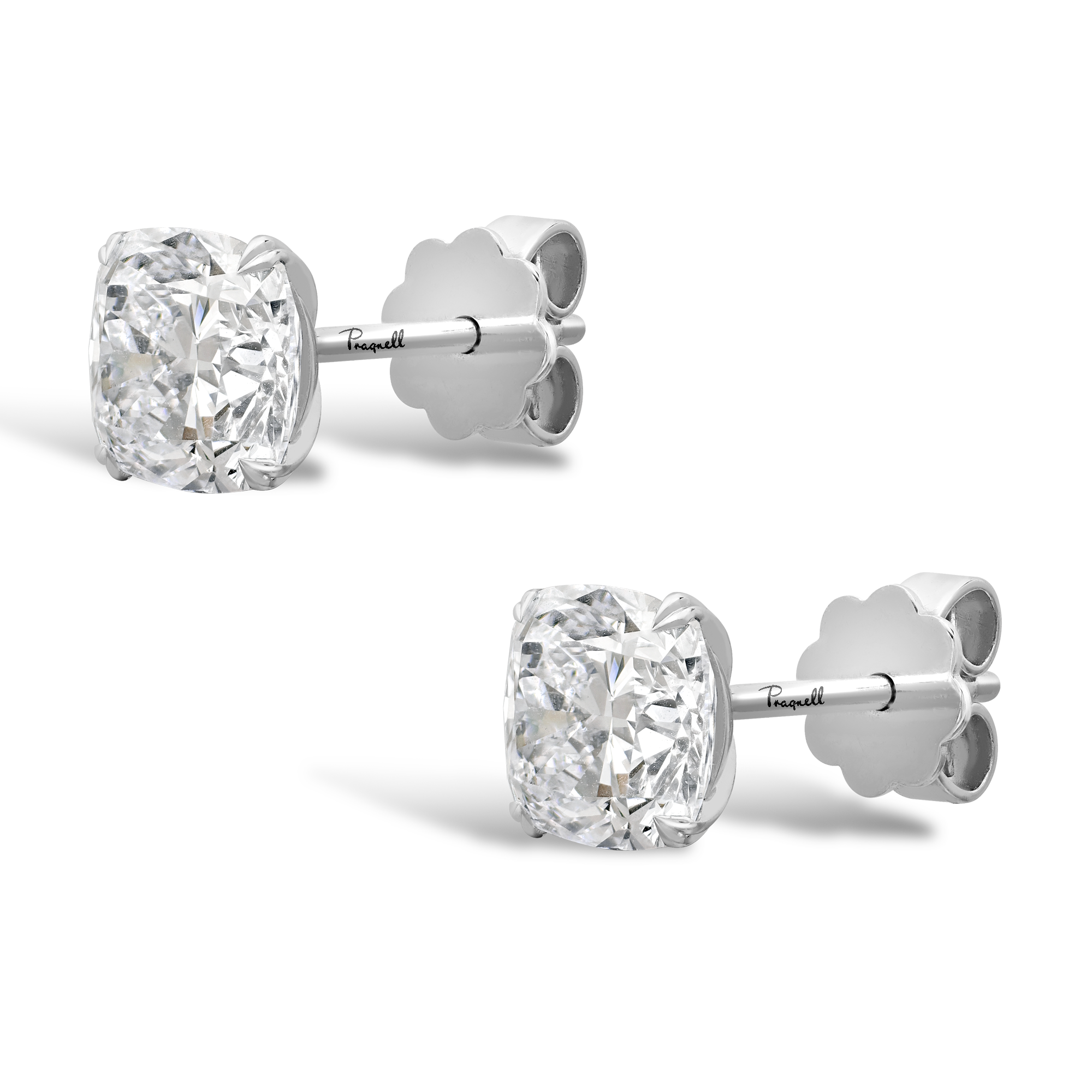 Windsor 4.48ct Cushion Diamond Ear Studs Cushion Cut, Claw Set_2