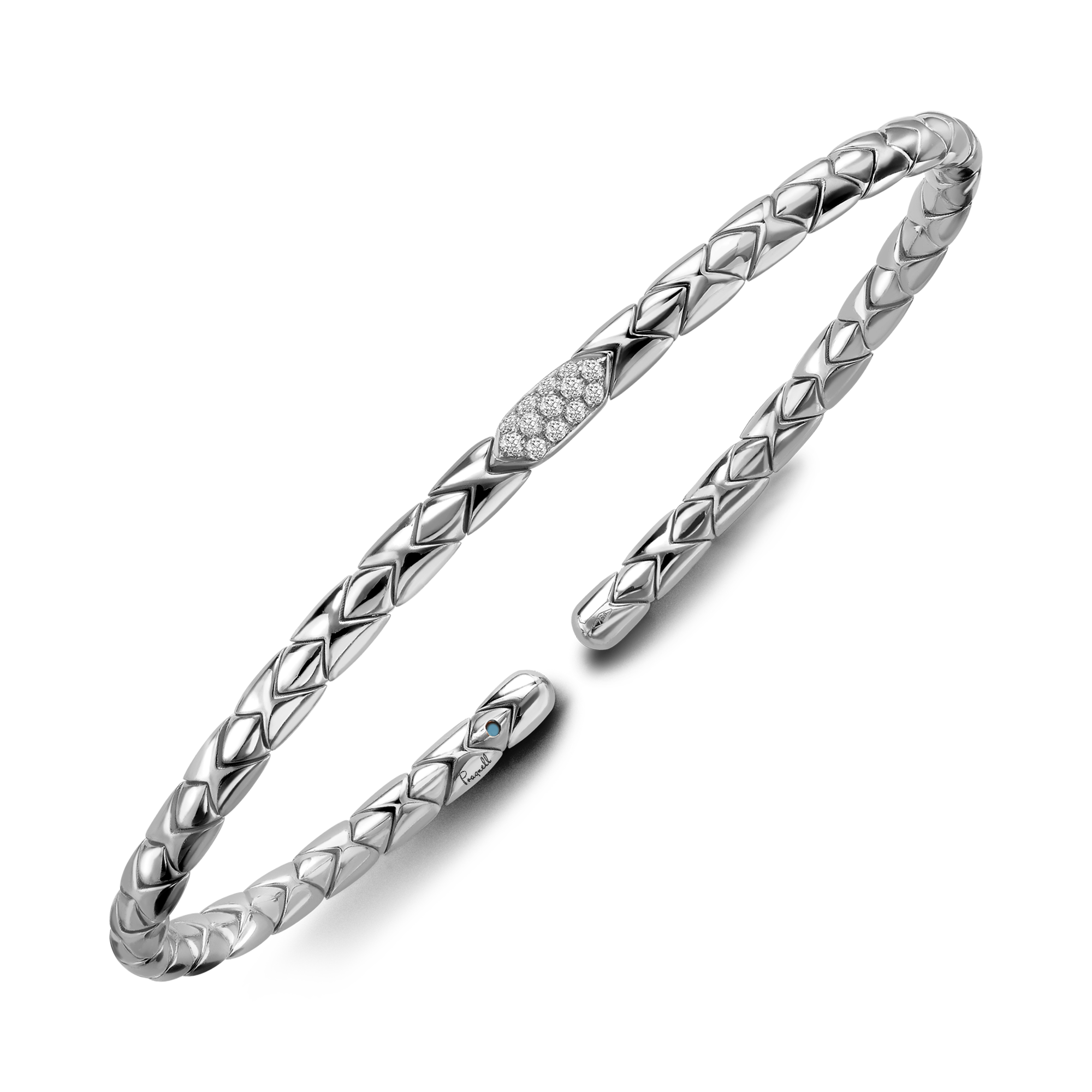 Groove Diamond Textured Bangle Brilliant Cut, Pavé Set_2