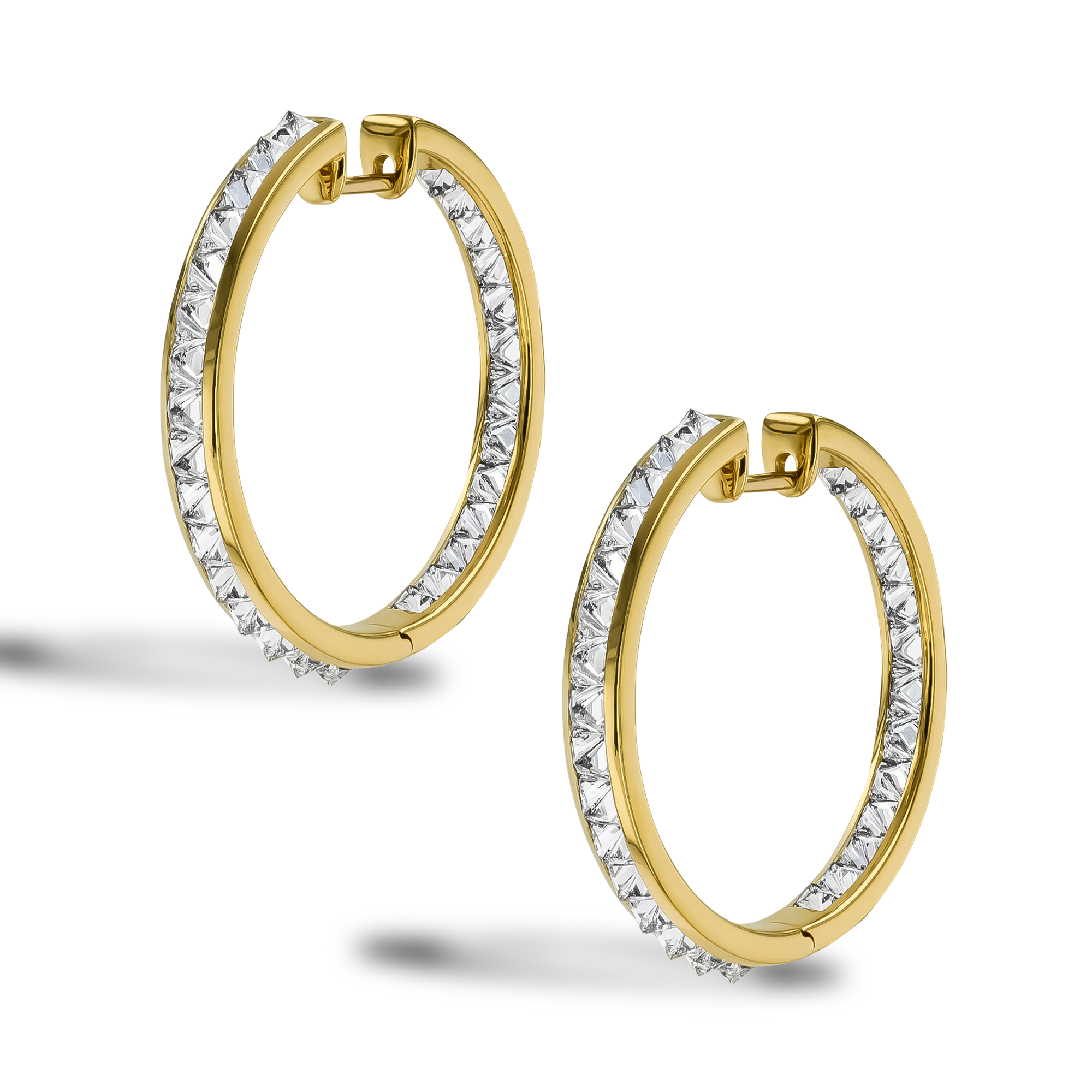 RockChic 4.60ct Large Inverted Diamond Hoop Earrings Princess Cut, Channel Set_3