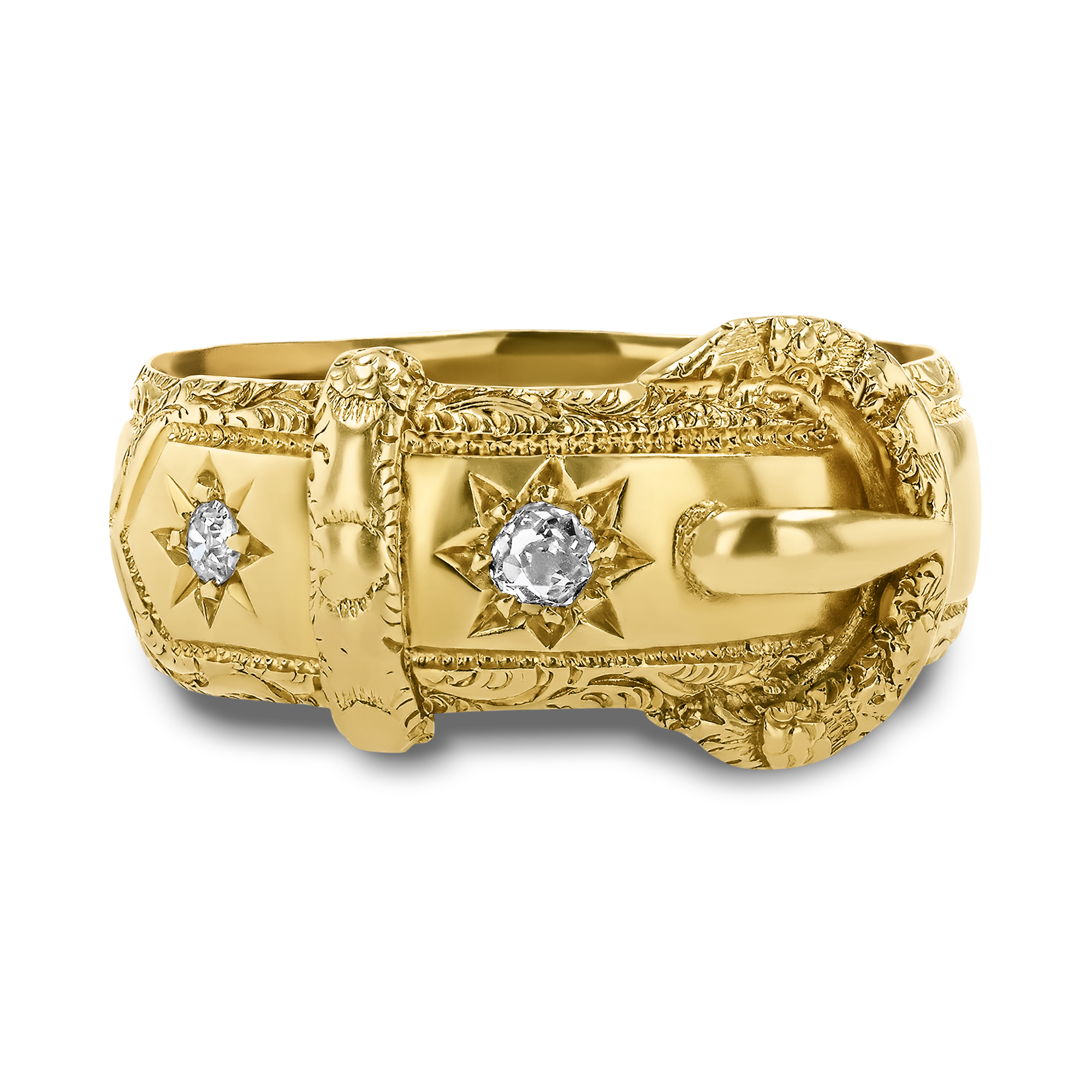 Edwardian Diamond Buckle Ring Old Cut, Claw Set_2