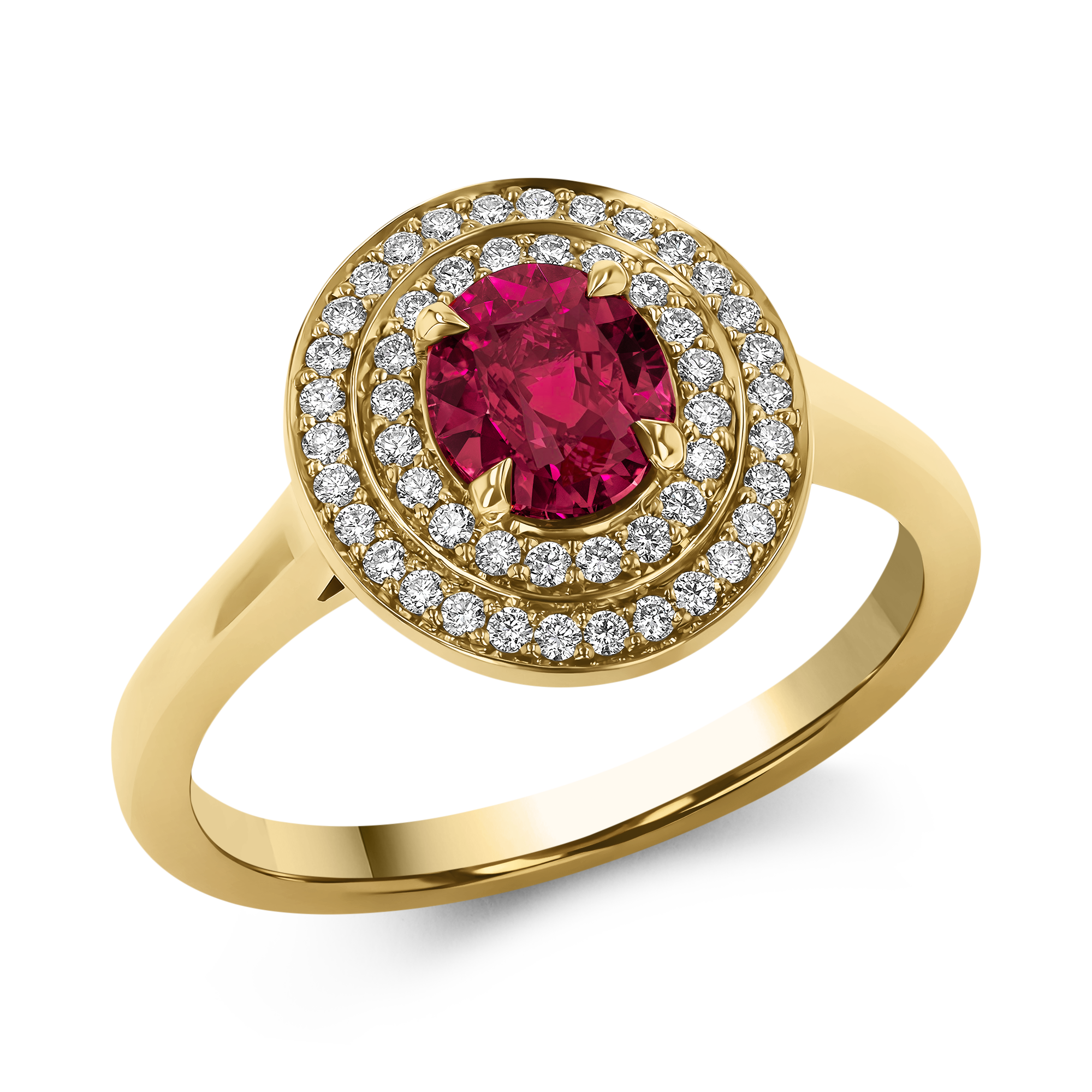 Oval Cut 1.08ct Ruby and Diamond Target Ring Oval Cut, Claw Set_1