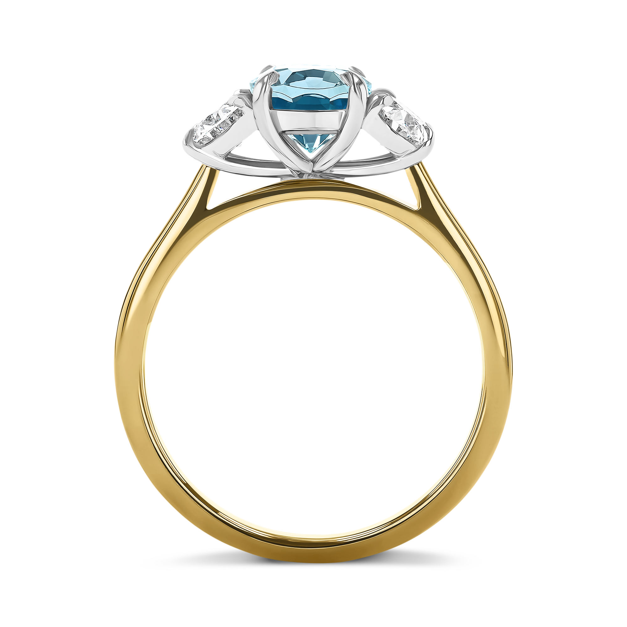 Lukusuzi 1.28ct Aquamarine and Diamond Three Stone Ring Cushion modern cut, Claw set_3