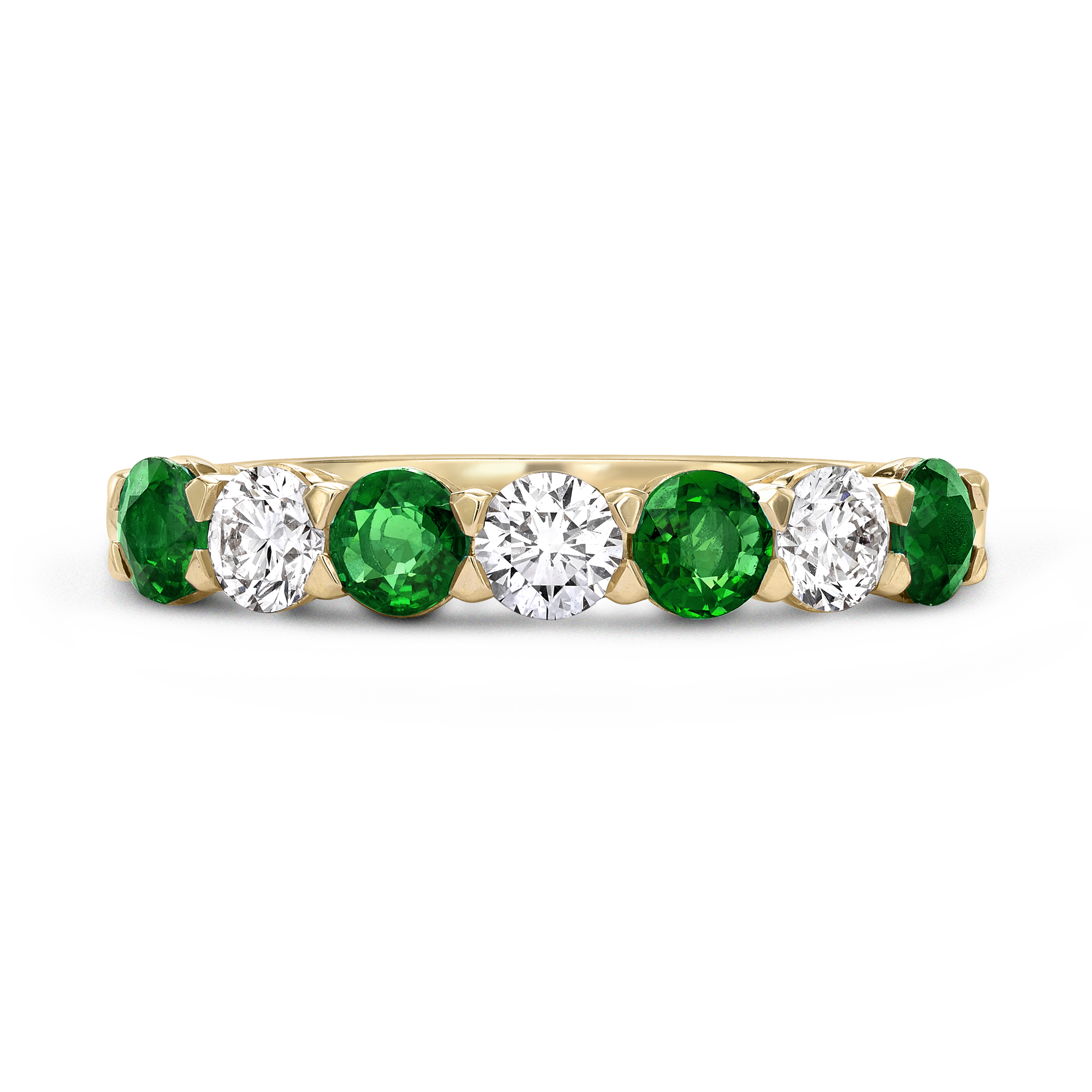 Emerald and Diamond Seven-Stone Ring Brilliant Cut, Seven-Stone, Claw Set_2