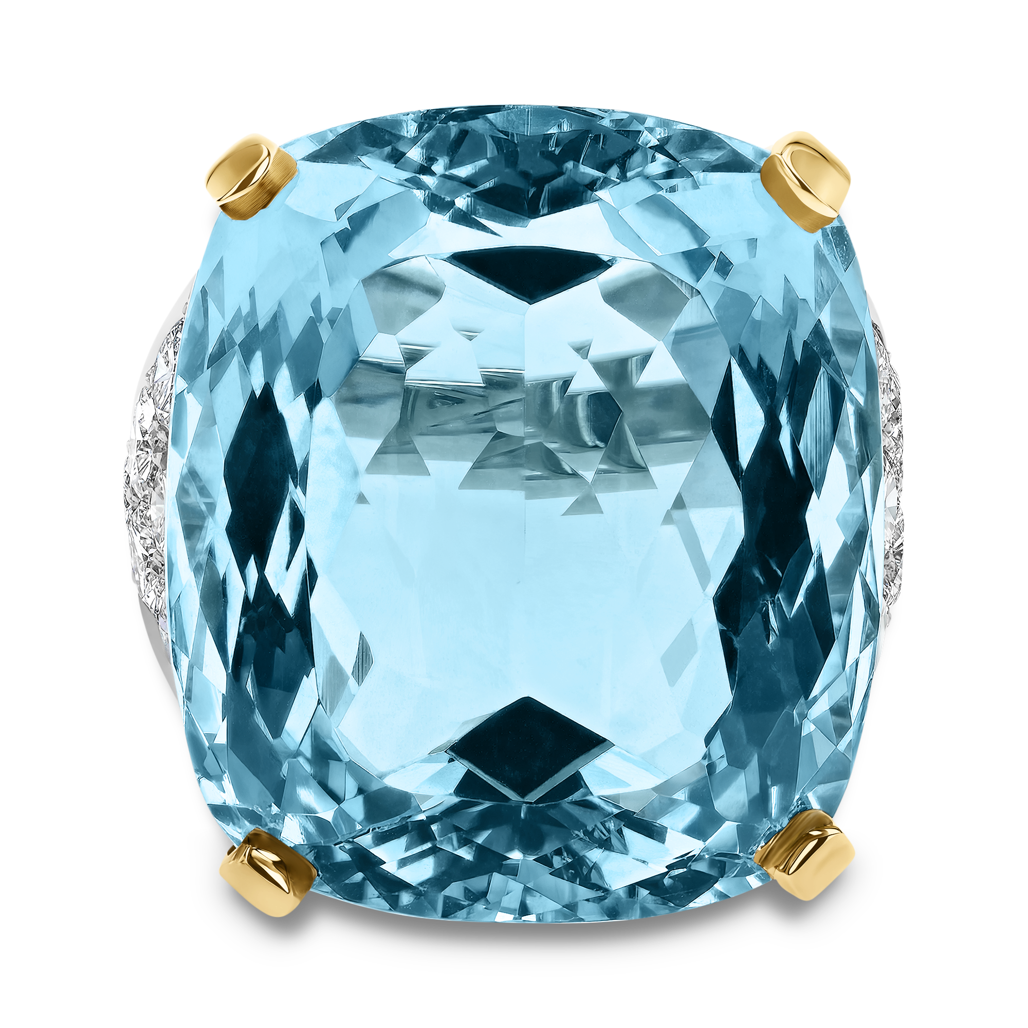 Cushion Cut  33.20ct Aquamarine and Diamond Solitaire Ring Cushion Cut, Claw Set_2