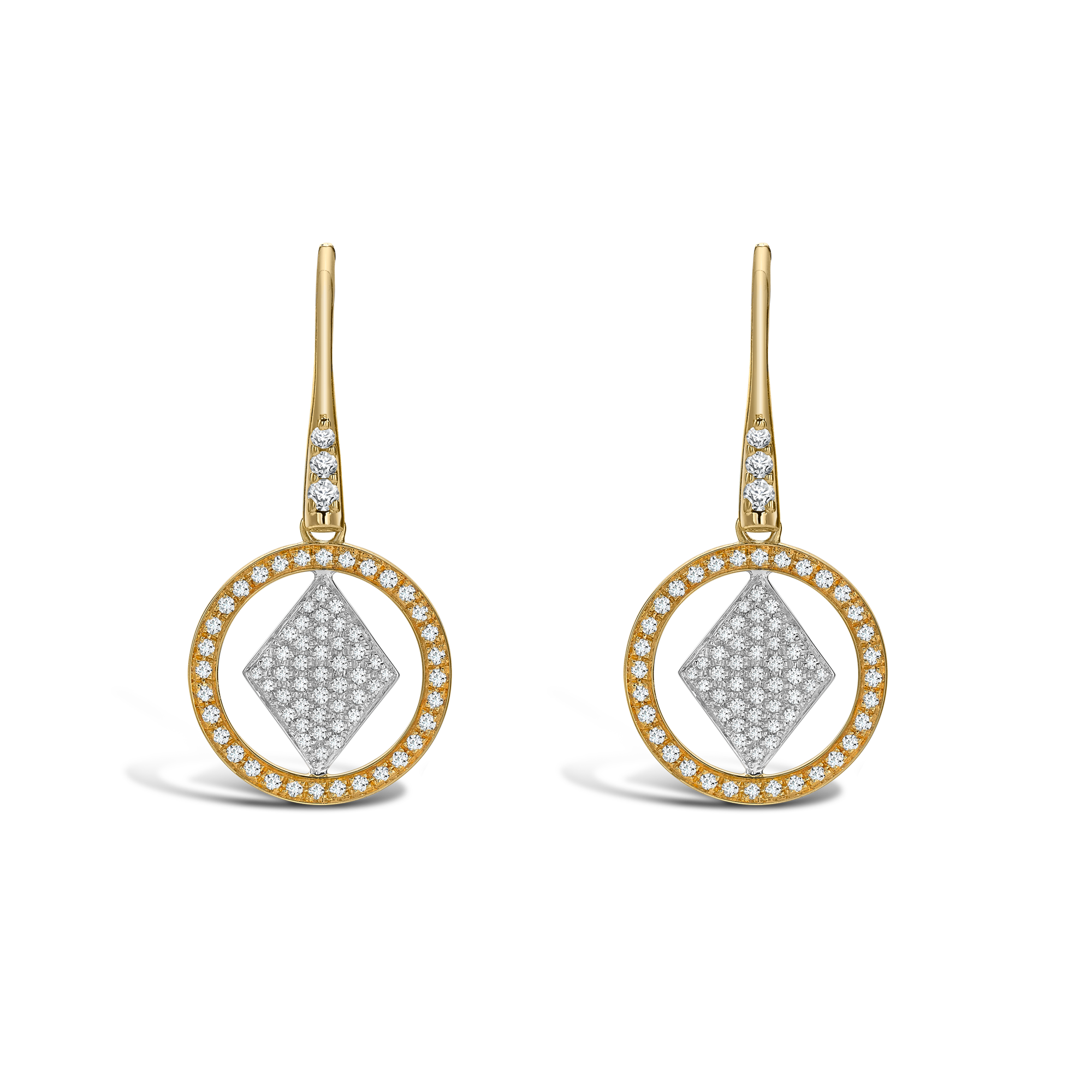 Lady Luck Diamond Drop Earrings in Yellow and White Gold _1