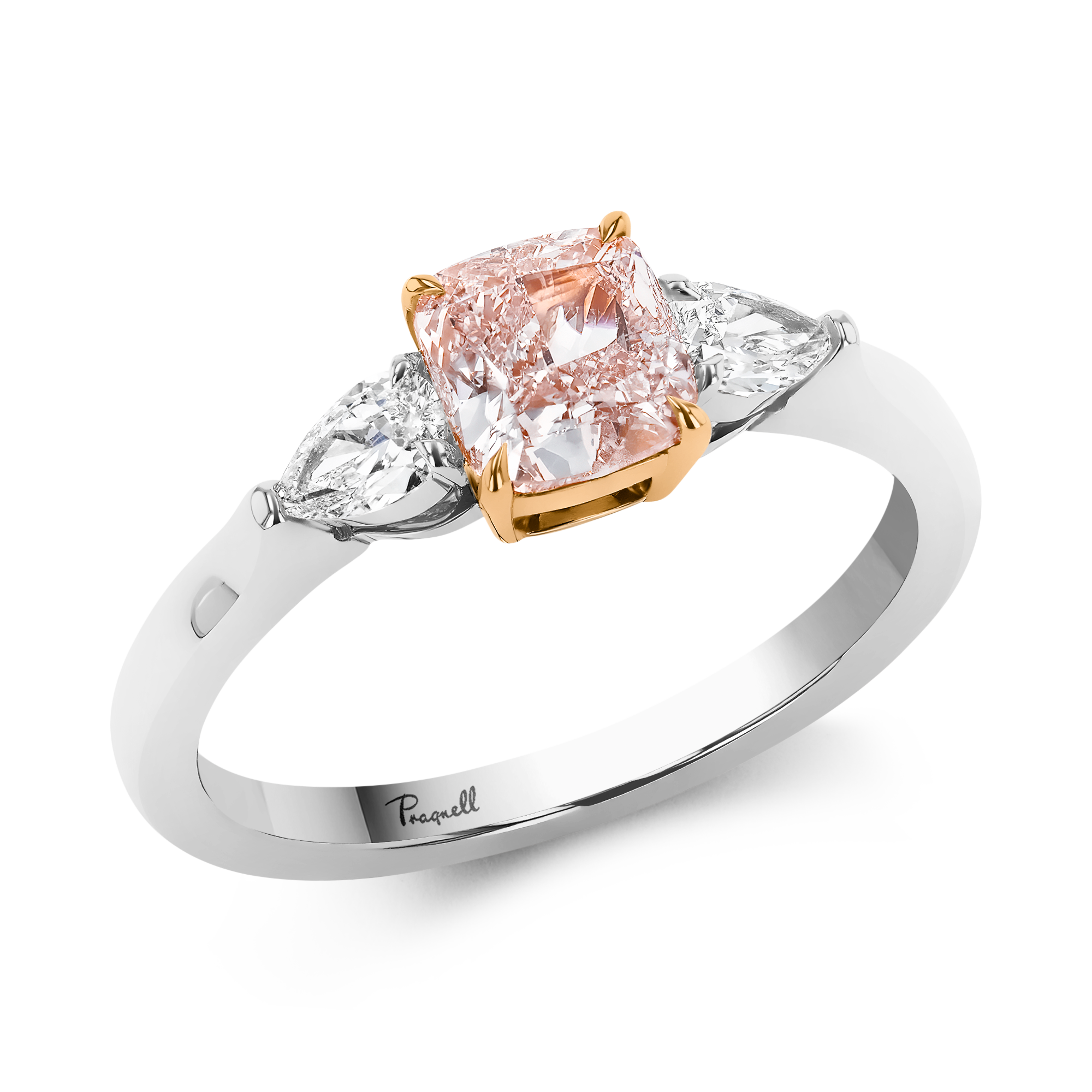 Cushion Cut 1.06ct Fancy Light Pink Diamond Ring Cushion & Pear Cut, Claw Set_1