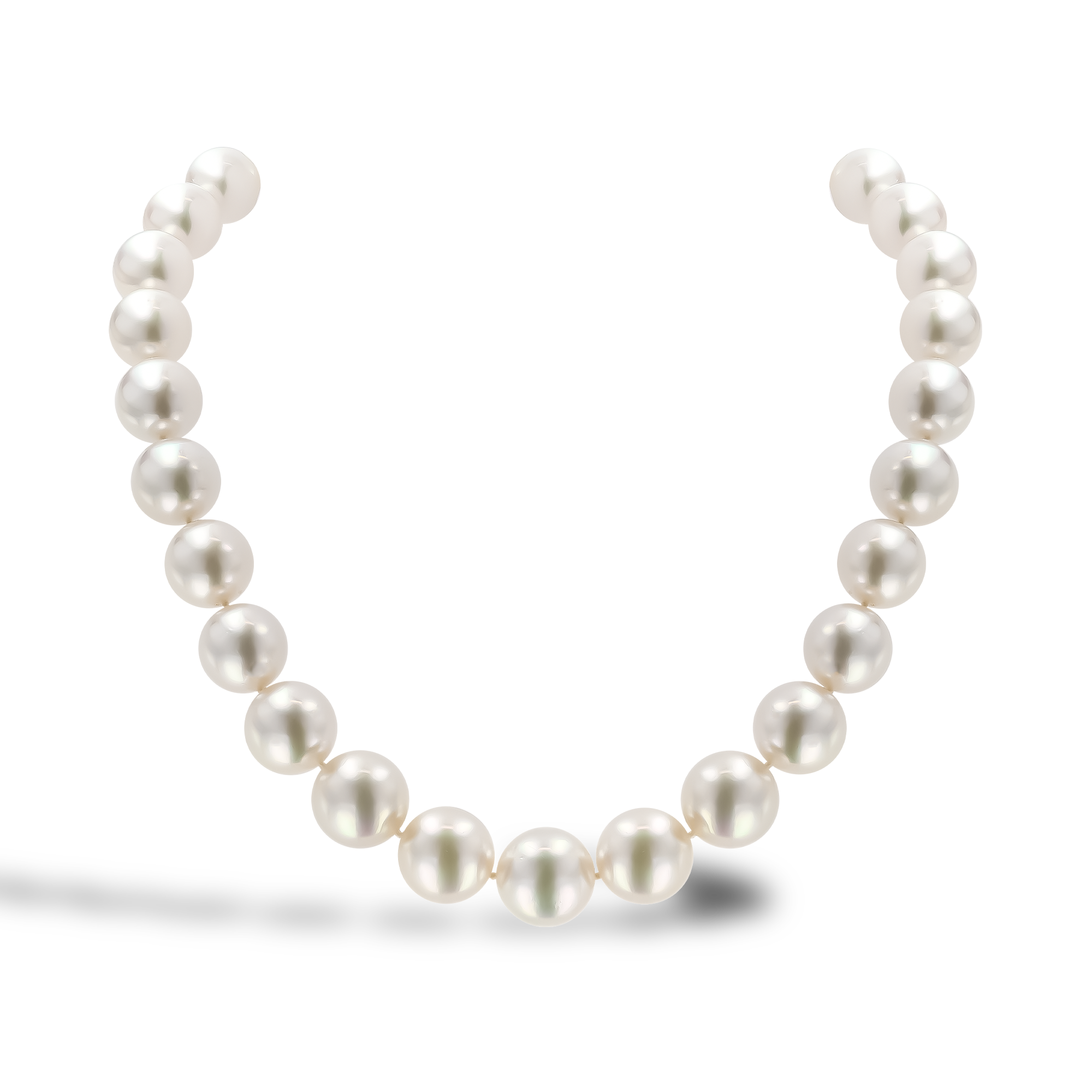 South Sea Pearl Necklace Brilliant cut Diamond Rubover Set Twist Ball Clasp_1