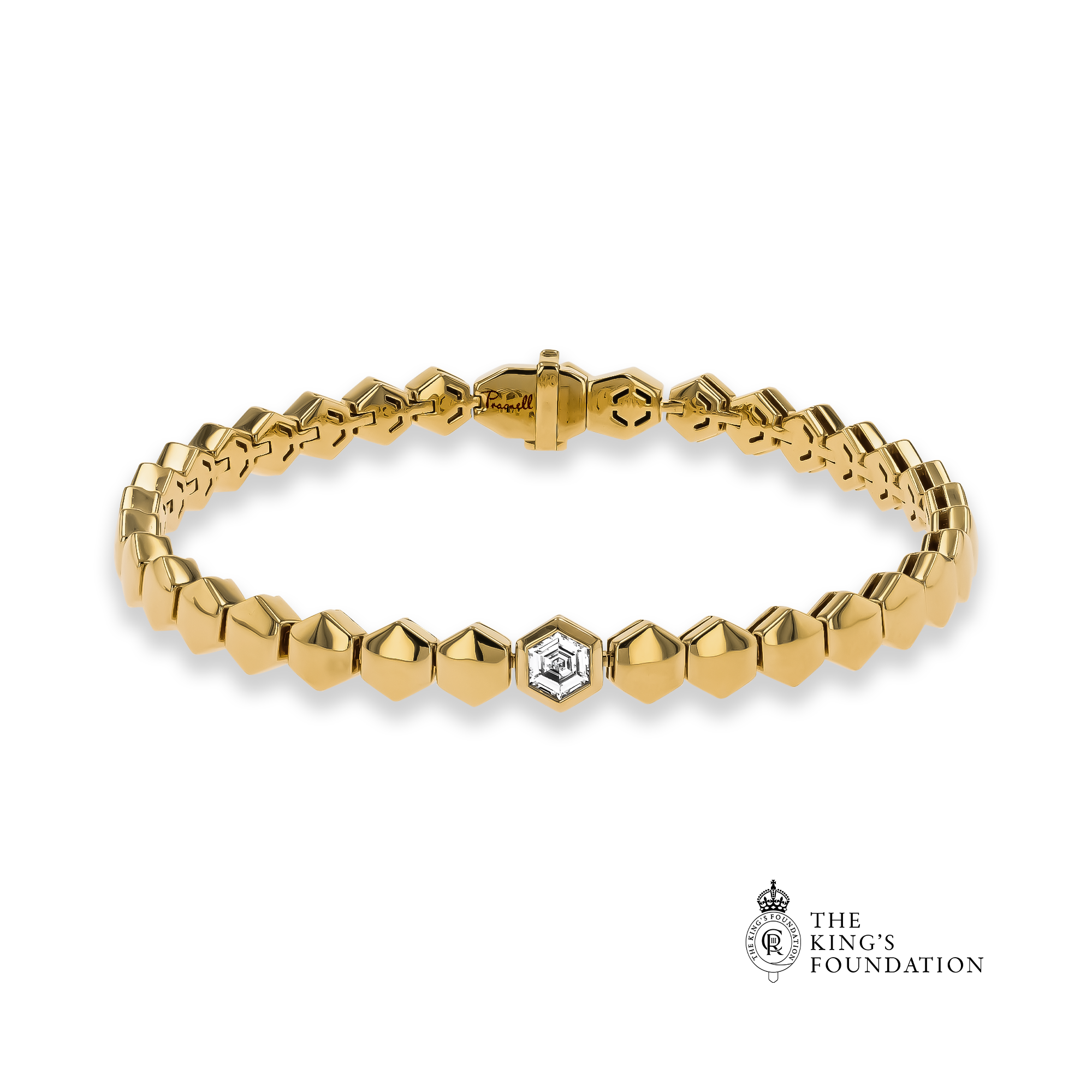 Honeycomb 0.31ct Diamond Bracelet Hexagonal Cut, Rubover Set_1