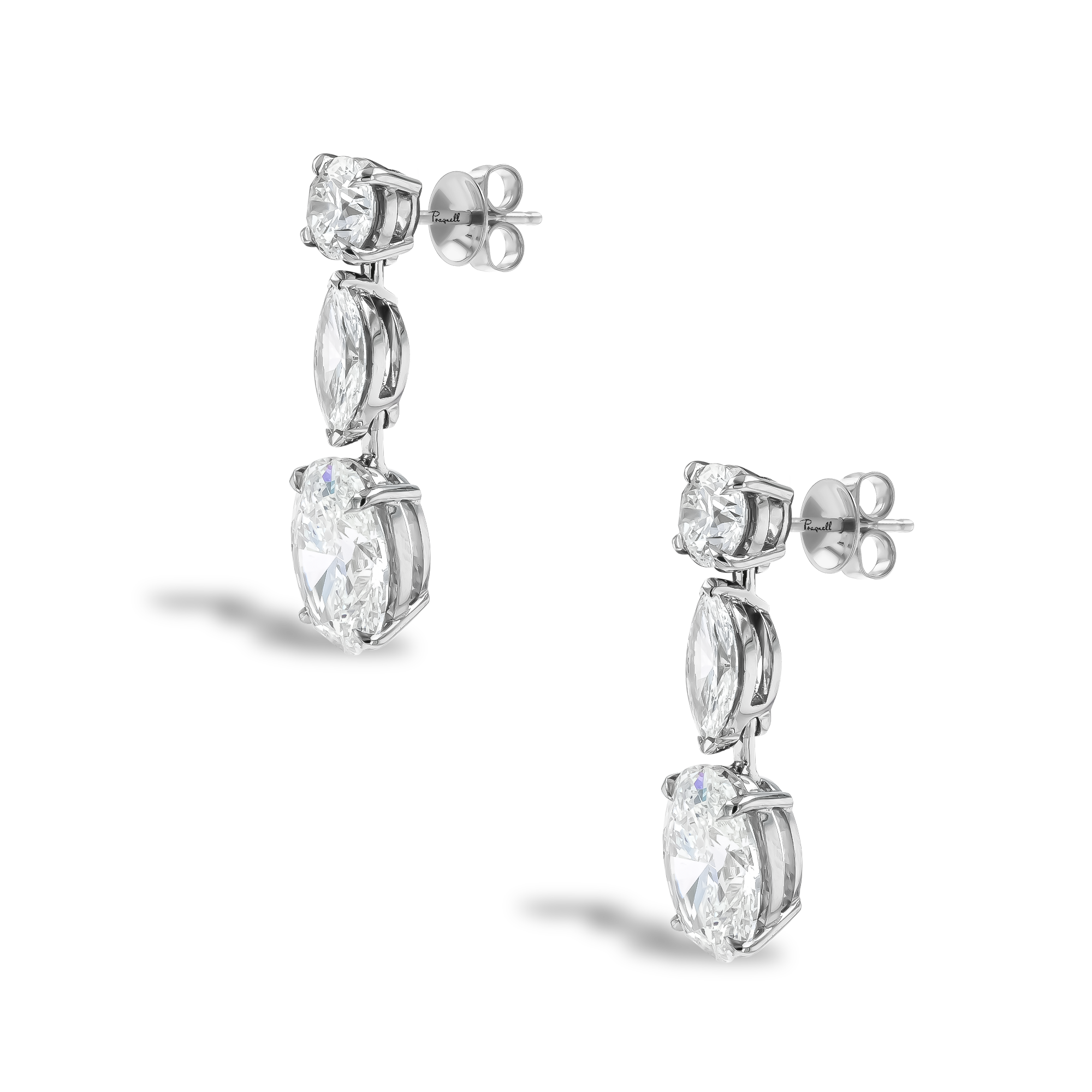 Oval Cut 4.01ct Diamond Drop Earrings Oval Cut, Claw Set_2