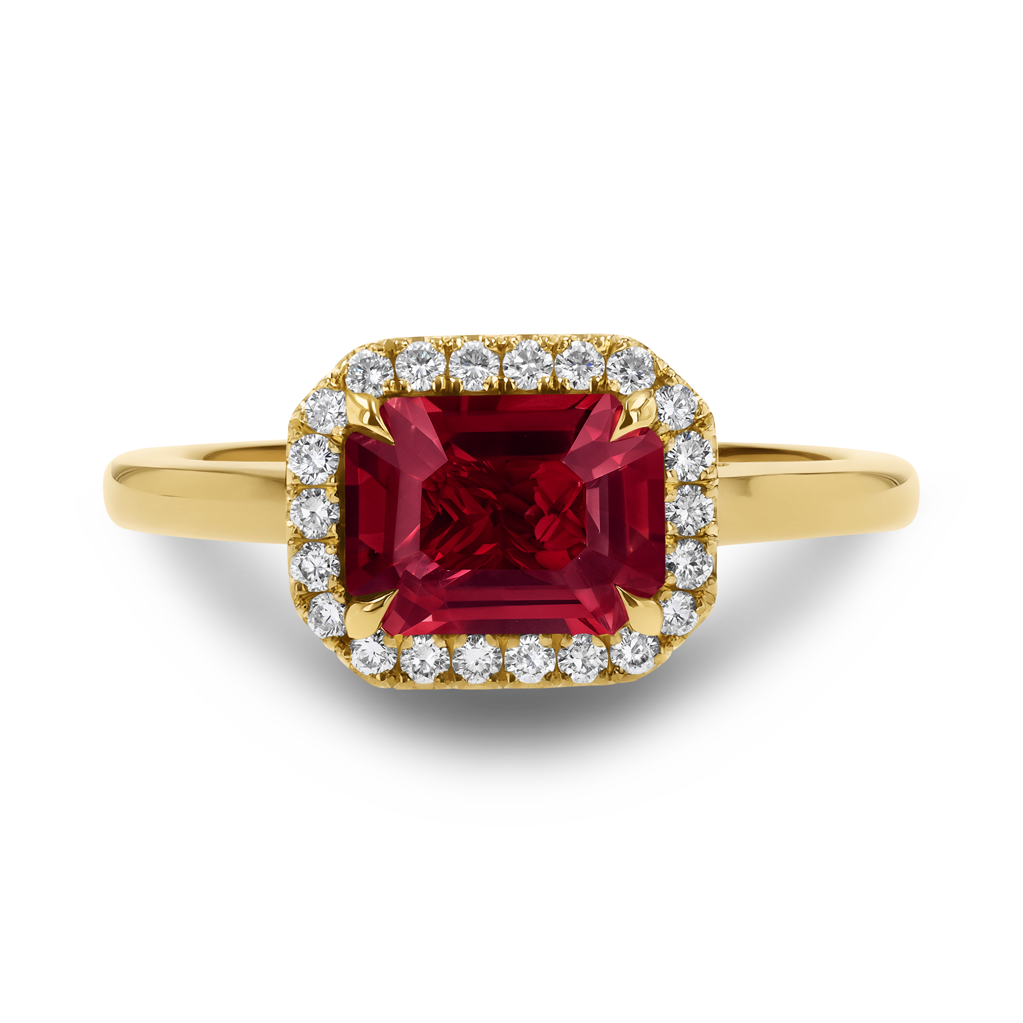 Octagon Cut 1.49ct Mozambique Ruby and Diamond Ring Octagon Cut, Claw Set_2