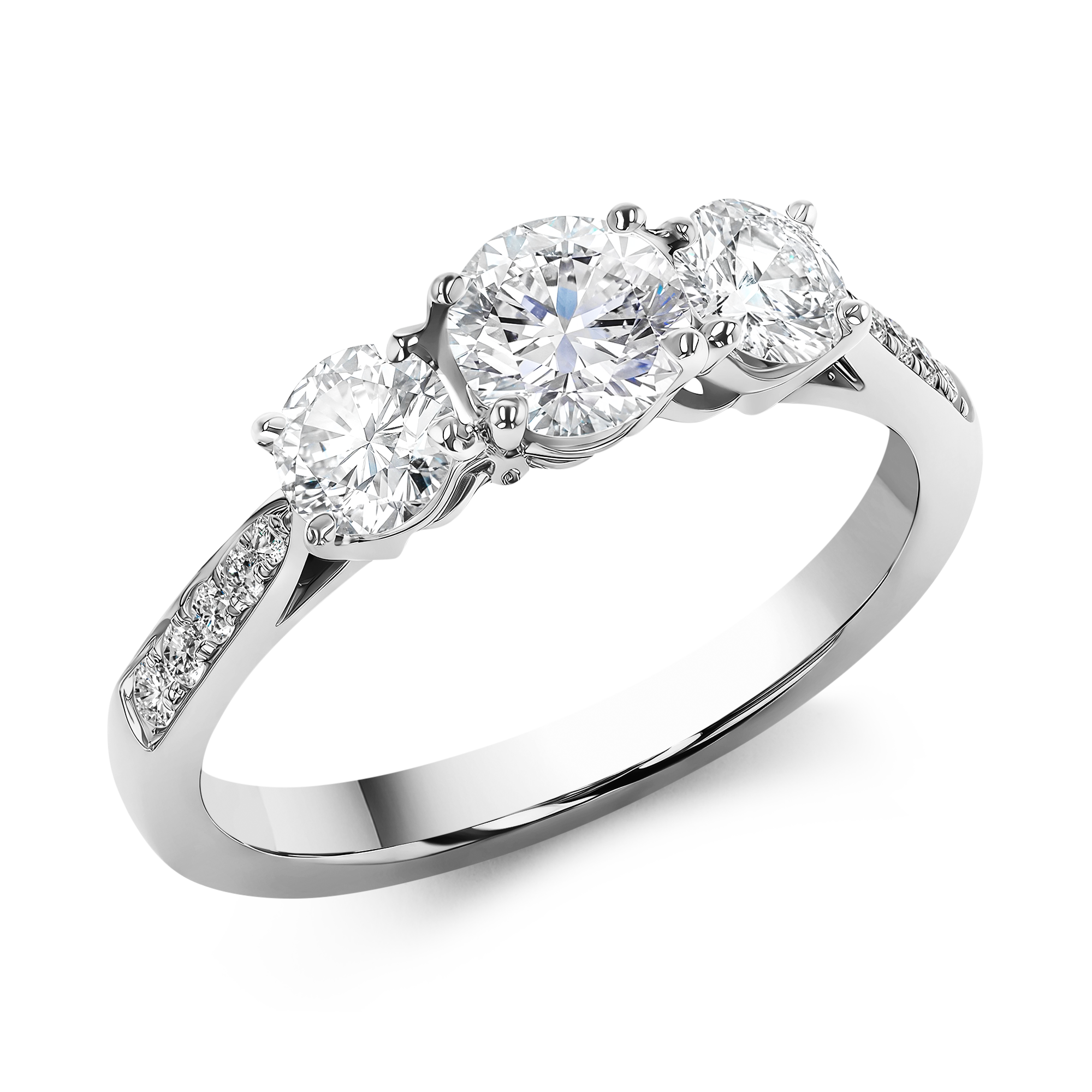 0.30ct Diamond Three-Stone Ring Brilliant Cut, Three-Stone, Diamond Shoulders_1