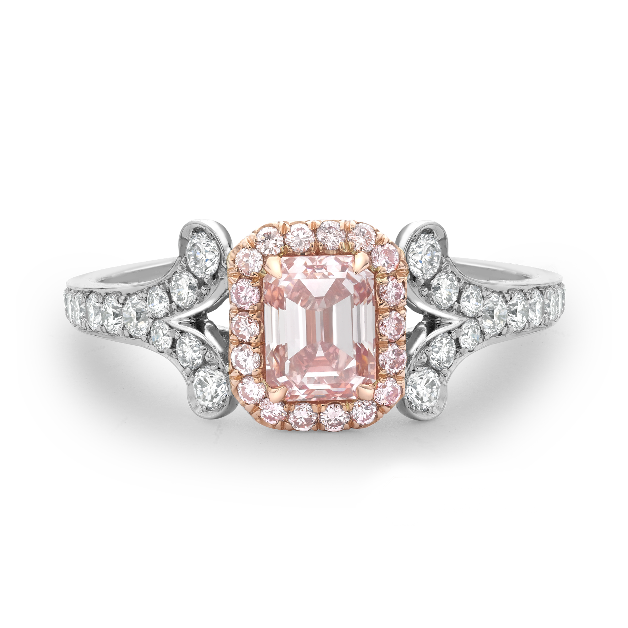 Masterpiece Cléo 0.63ct Fancy Intense Pink Diamond Cluster Ring Emerald Cut, Claw Set_2