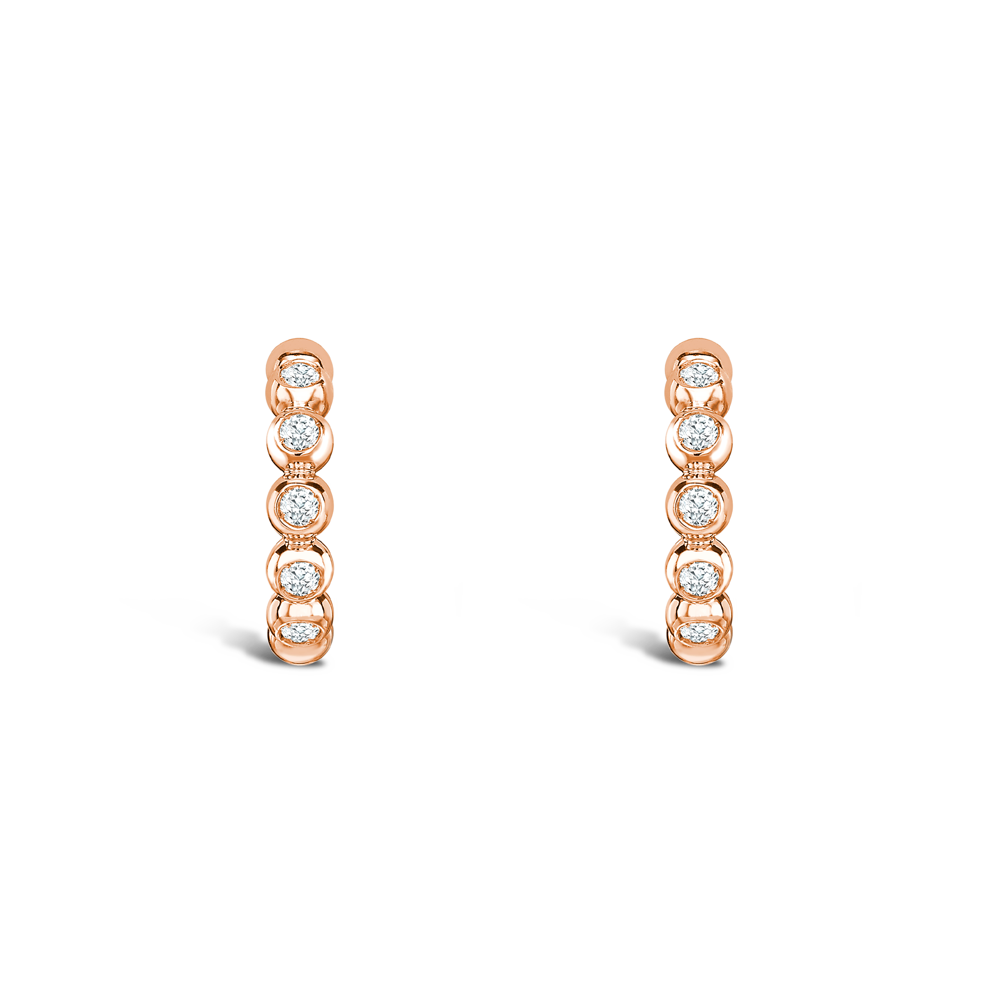 Bohemia Diamond Hoop Earrings Brilliant Cut, Rubover Set_2