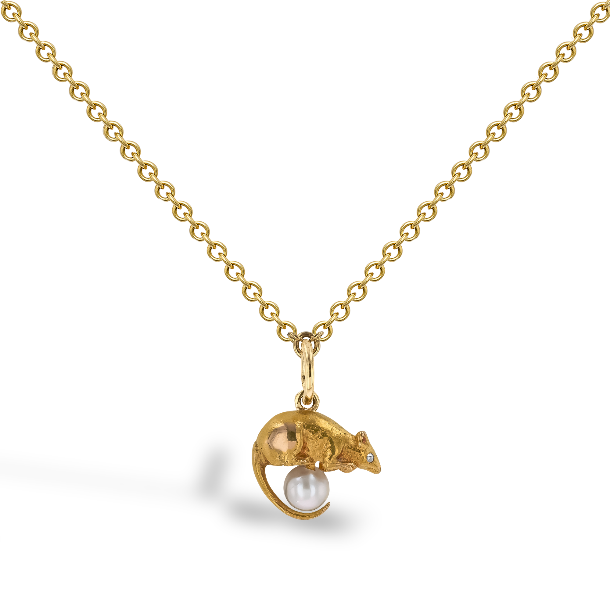 Victorian Pearl and Diamond Mouse Pendant _1