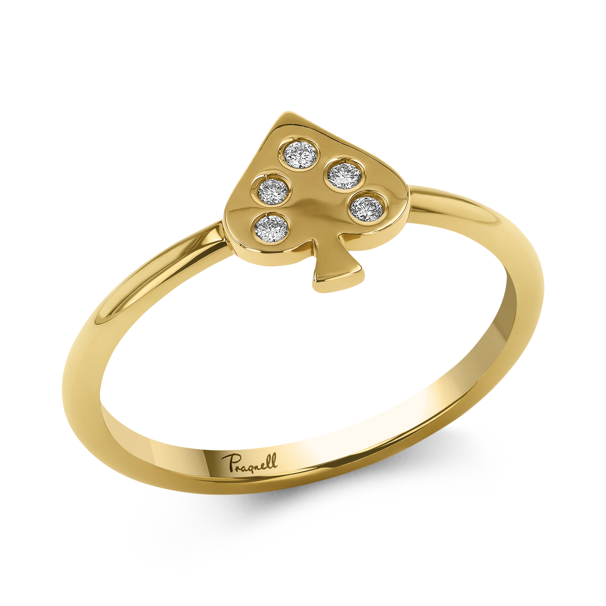 Brilliant Cut Diamond Luck Spade Ring Brilliant Cut, Rubover Set_1