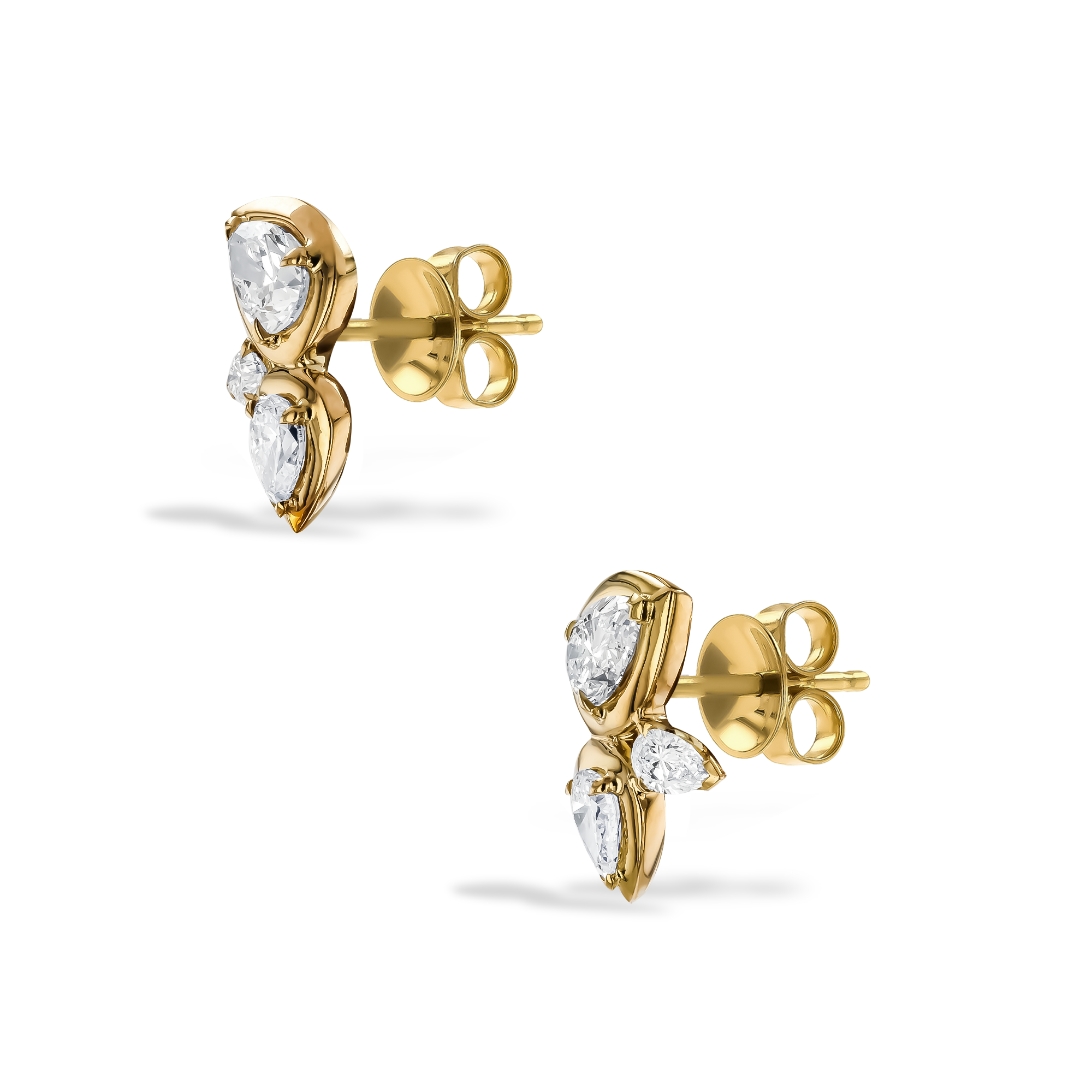 Skimming Stone 1.25ct Diamond Stud Earrings Pearshape, Claw Set_2