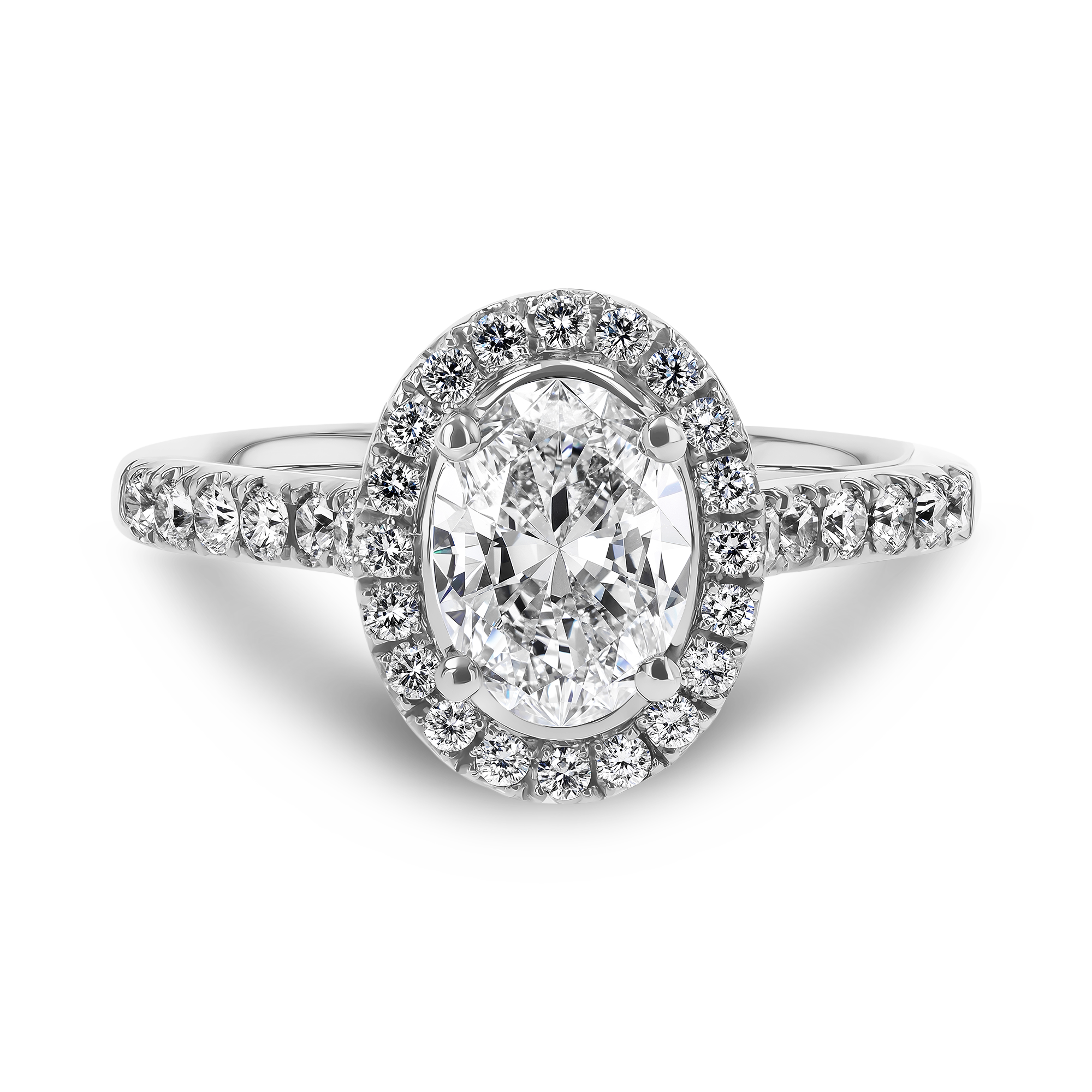 1.01CT Diamond Cluster Ring Oval Cut, Cluster, Brilliant Shoulders_2