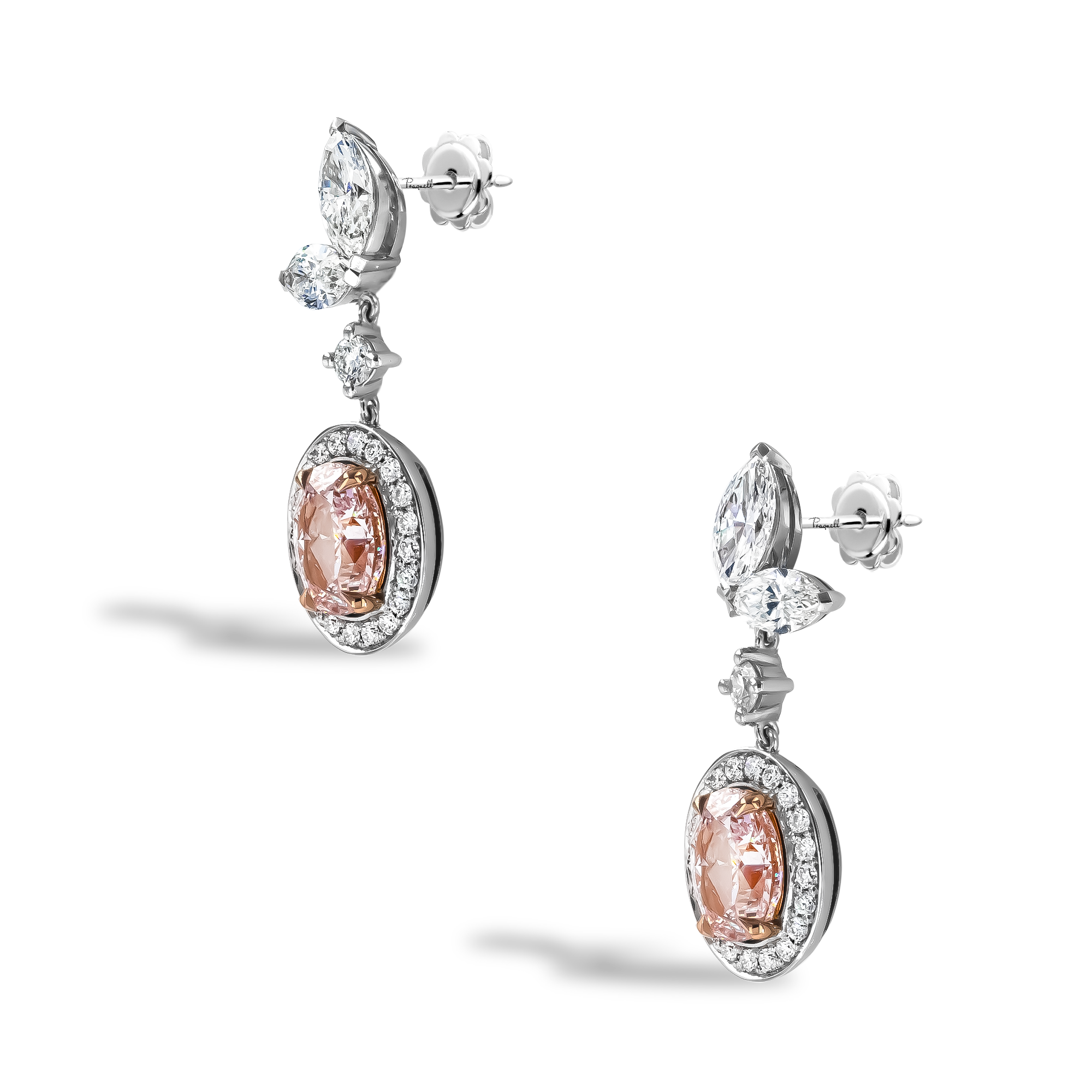 Masterpiece 2.08ct Pink Diamond Drop Earrings Oval Cut, Claw Set_2