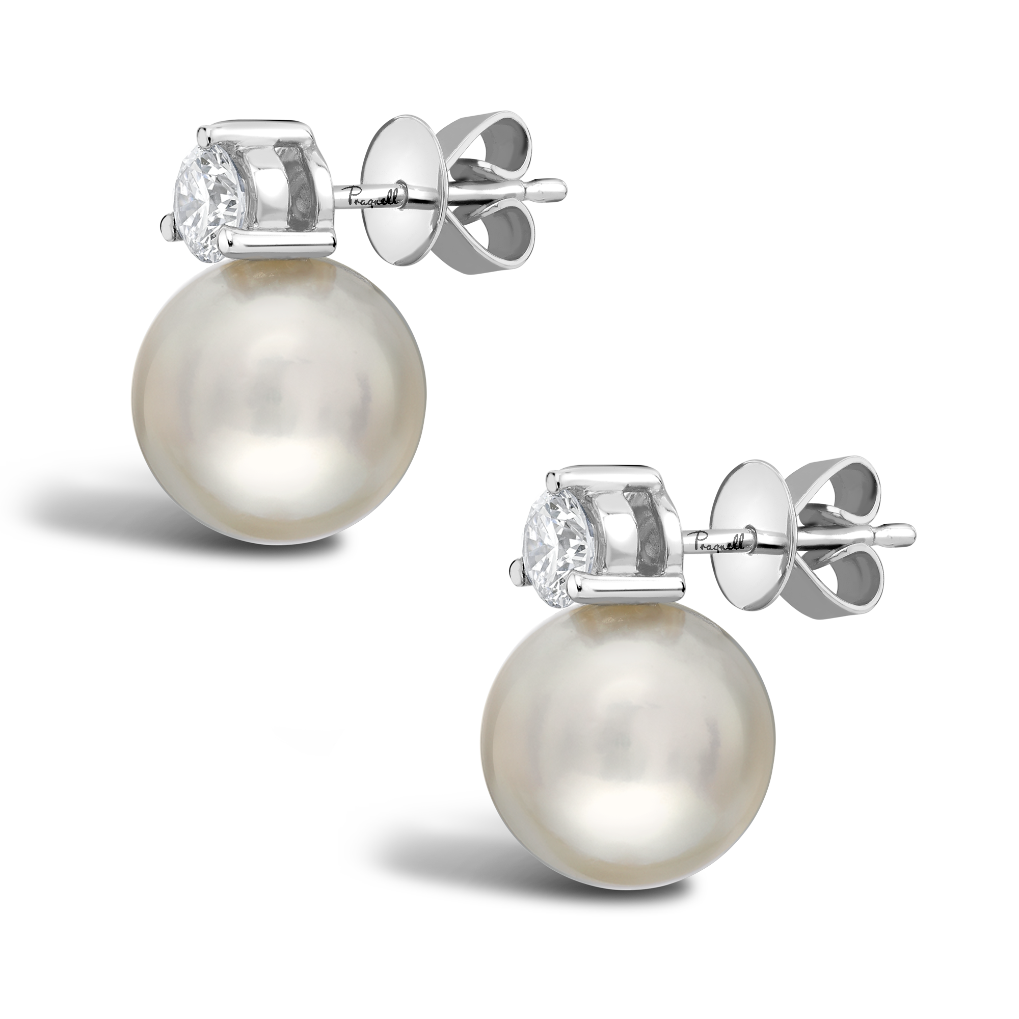 Akoya Pearl Earrings Stud Earrings with 0.40CT Diamonds_2