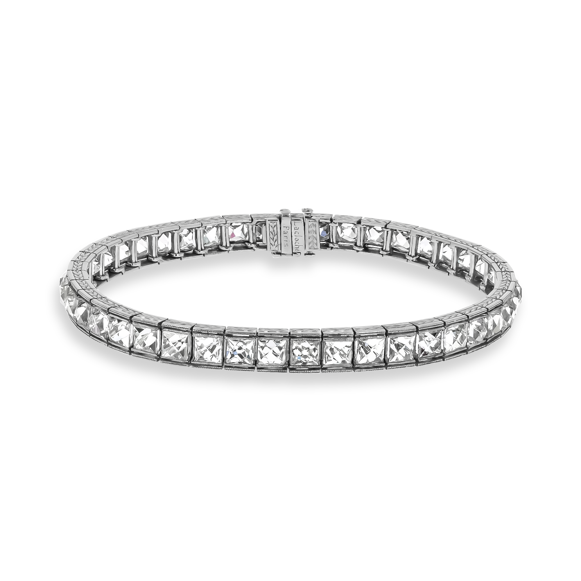 Belle Epoque 20.00ct Lacloche Frères Diamond Line Bracelet French Cut, Channel Set_1