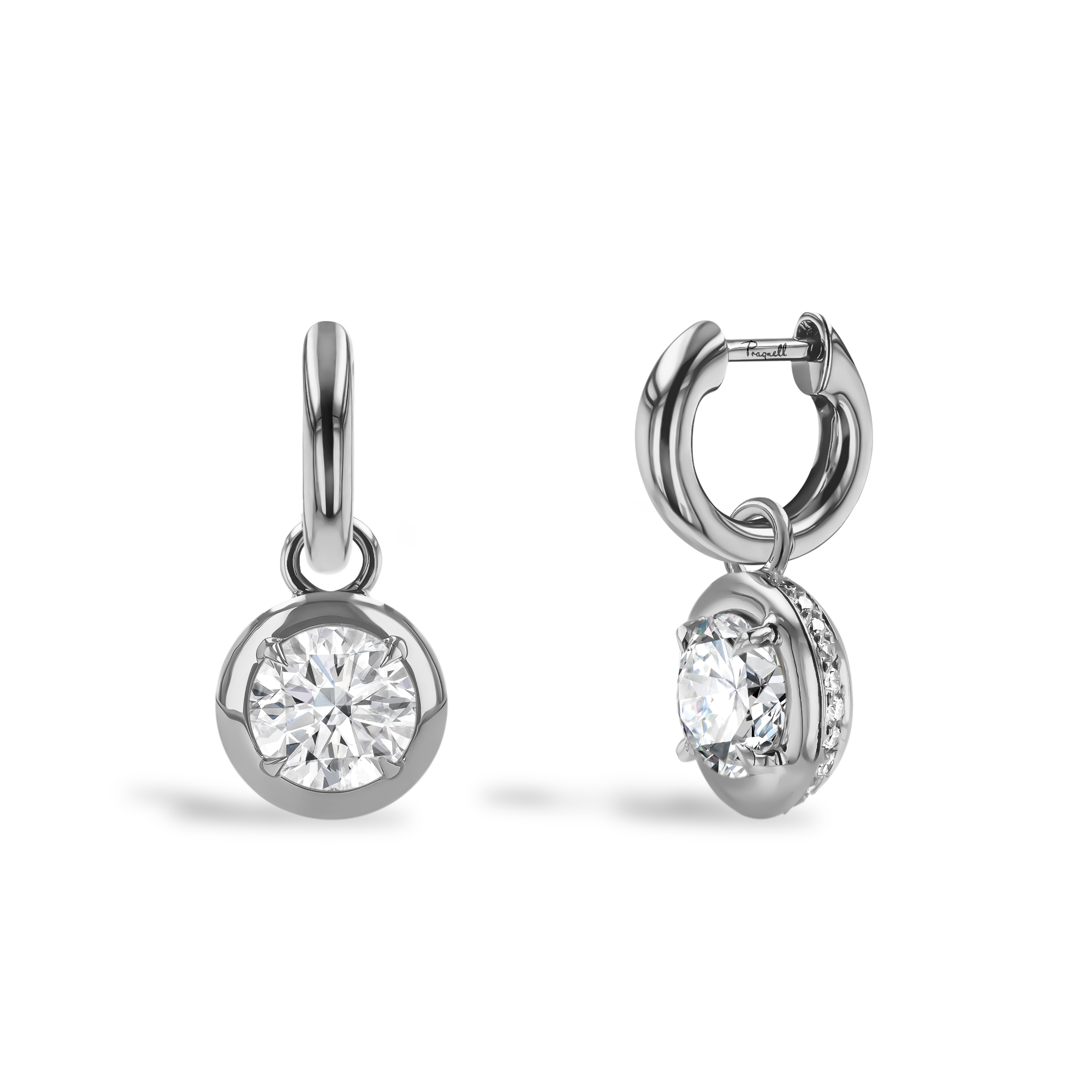 Skimming Stone 2.24ct Botswana Diamond Drop Hoop Earrings Brilliant cut, Claw set_1