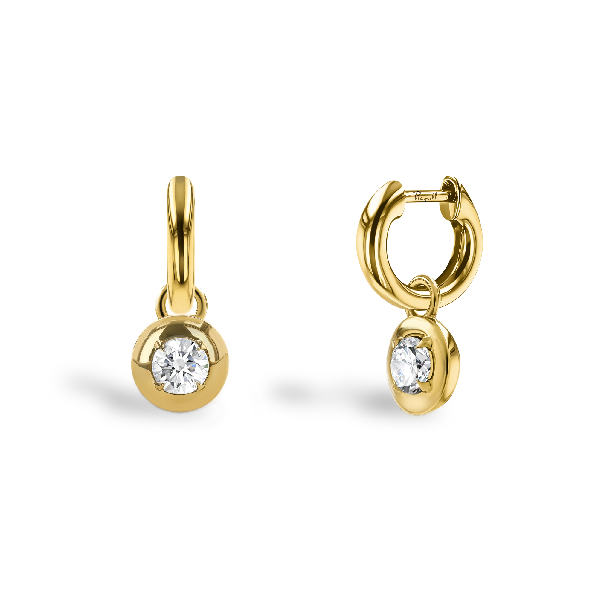 Skimming Stone 0.30ct Diamond Drop Hoop Earrings Brilliant cut, Claw set_1