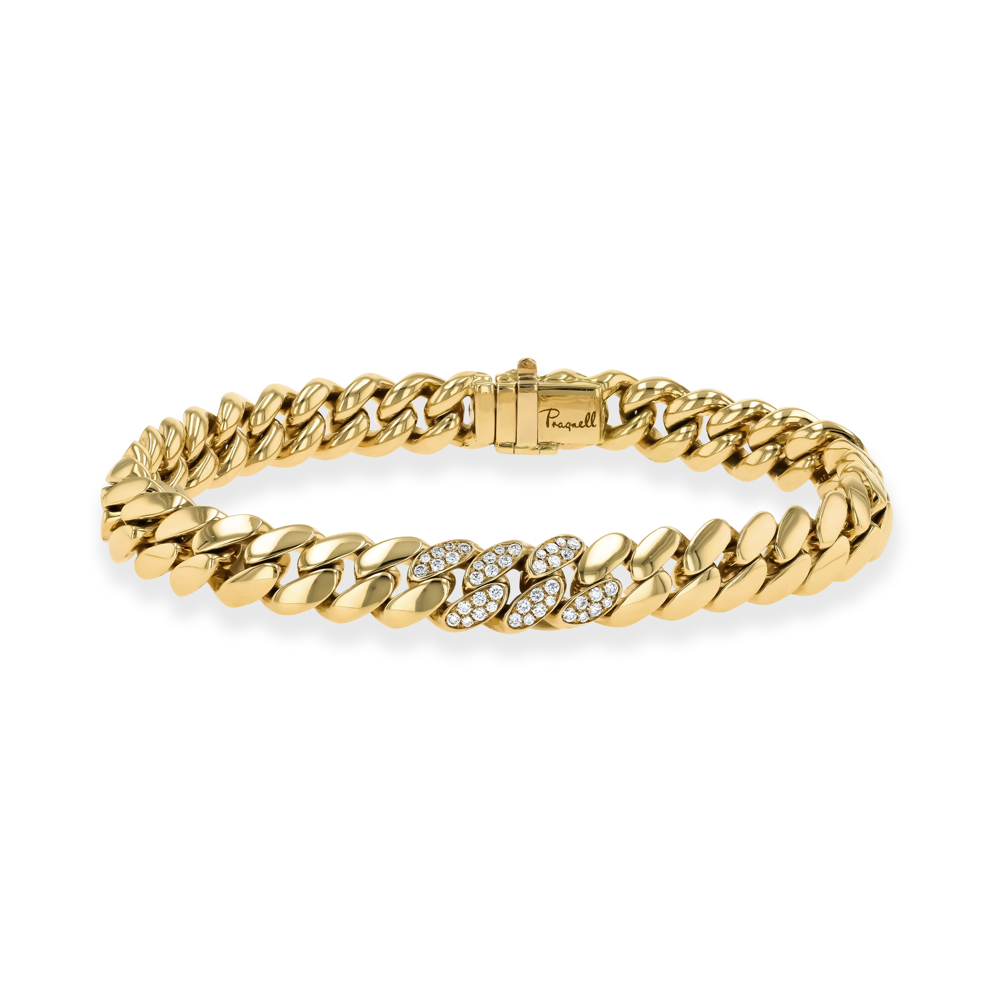 Fusion Polished Curb Link Bracelet (21cm) Brilliant Cut, Pave Set_1