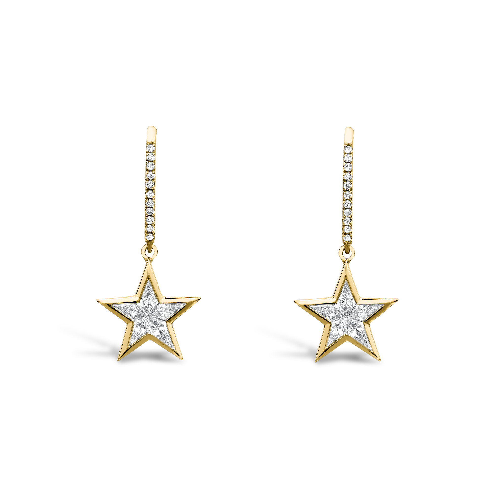 RockStar Diamond Drop Earrings Kite Cut, Rubover Set_1