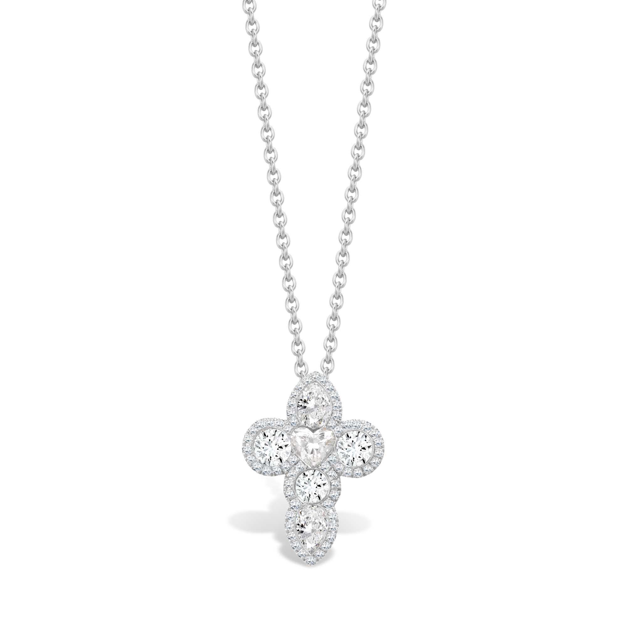 Brilliant Cut Diamond Cross Pendant Brilliant Cut, Millegrain Edge_1