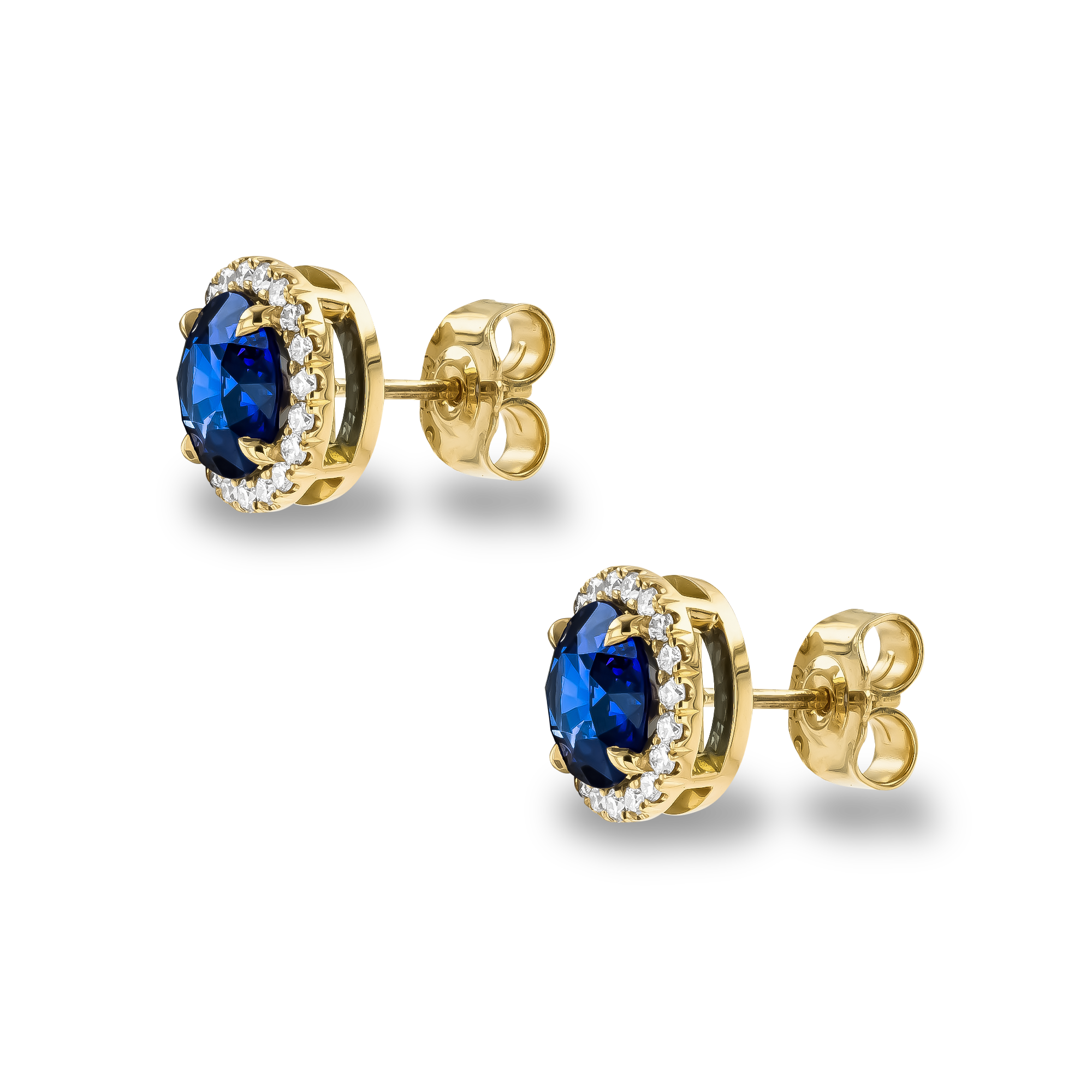 Brilliant Cut 3.01ct Sri Lankan Sapphire and Diamond Earrings Brilliant cut, Claw set_2